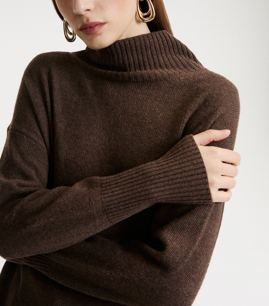 Marella Womens Lace-Detail Sweater Dark Bown Image 5