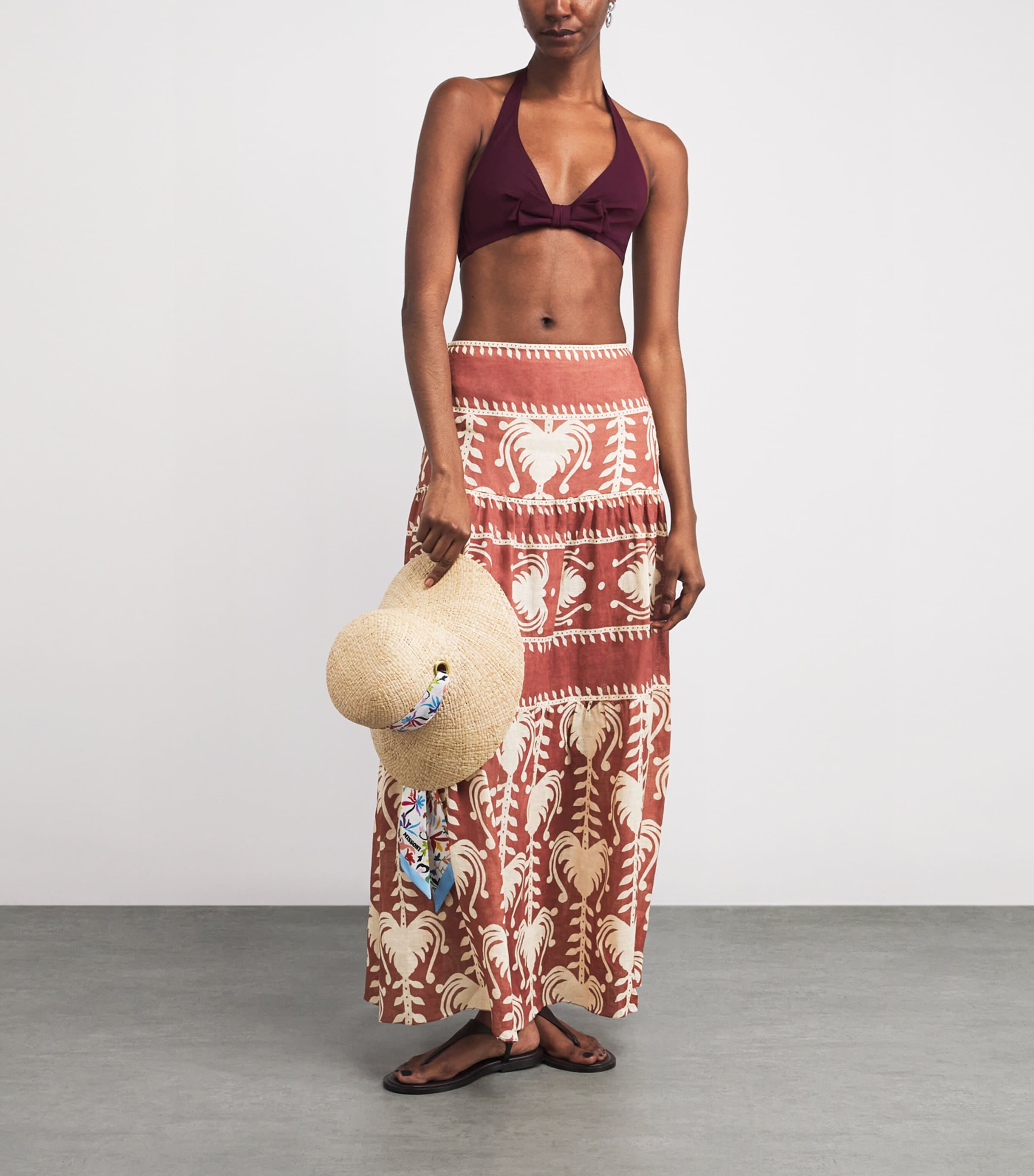 Linen Rituales Maxi Skirt MARSALA/ECRU Image 2