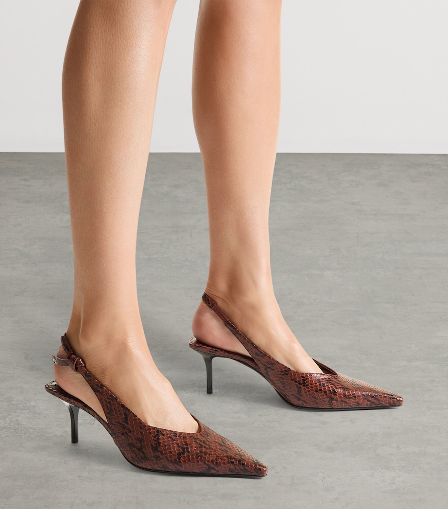 Camie 60 Leather Kigali Snake Print Slingback Pumps COGNAC Image 2