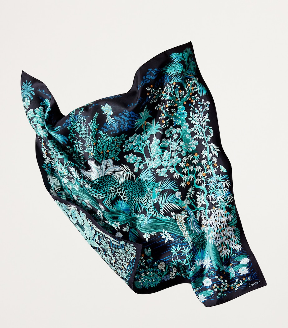 Cartier Silk Panther Scarf Blue Image 2