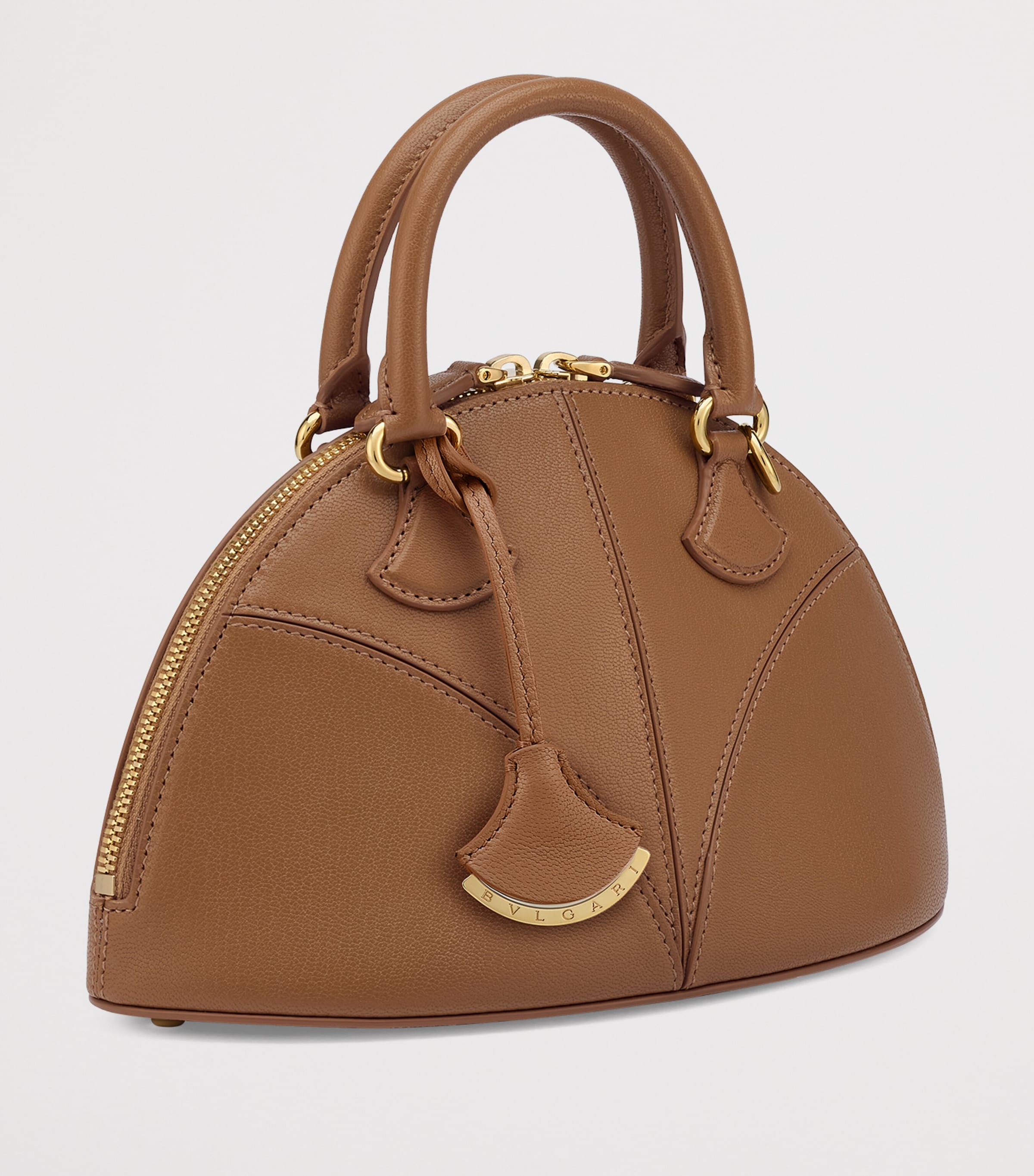 Small Leather Marquise Top-Handle Bag BROWN Image 3