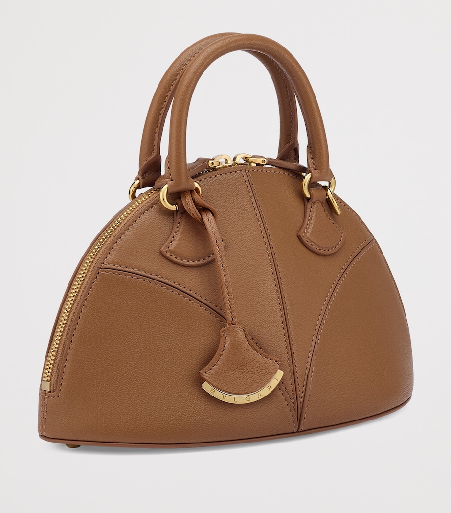 Small Leather Marquise Top-Handle Bag BROWN Image 3