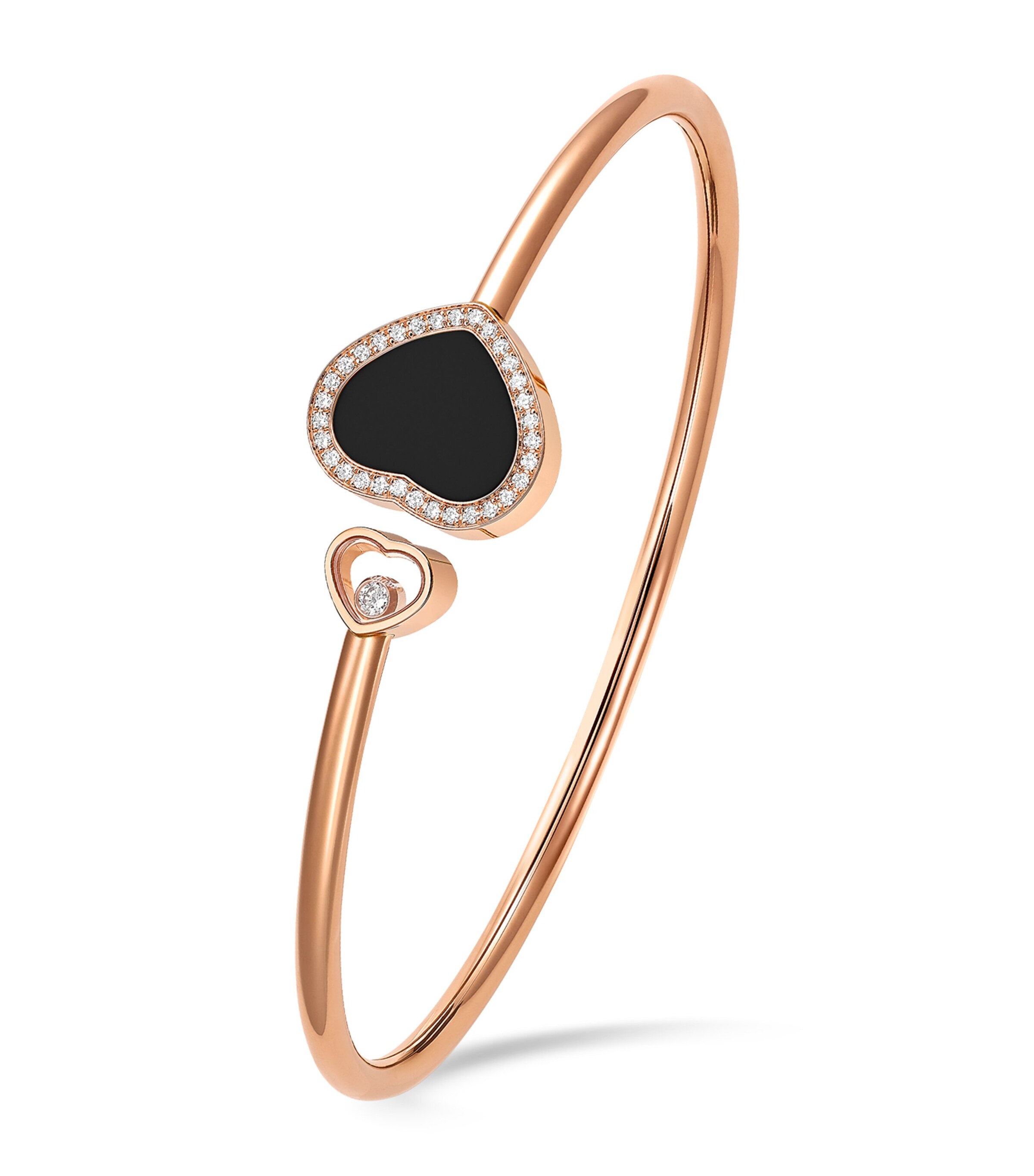 Rose Gold, Diamond and Onyx Happy Diamonds Bangle 18K ROSE GOLD Image 4