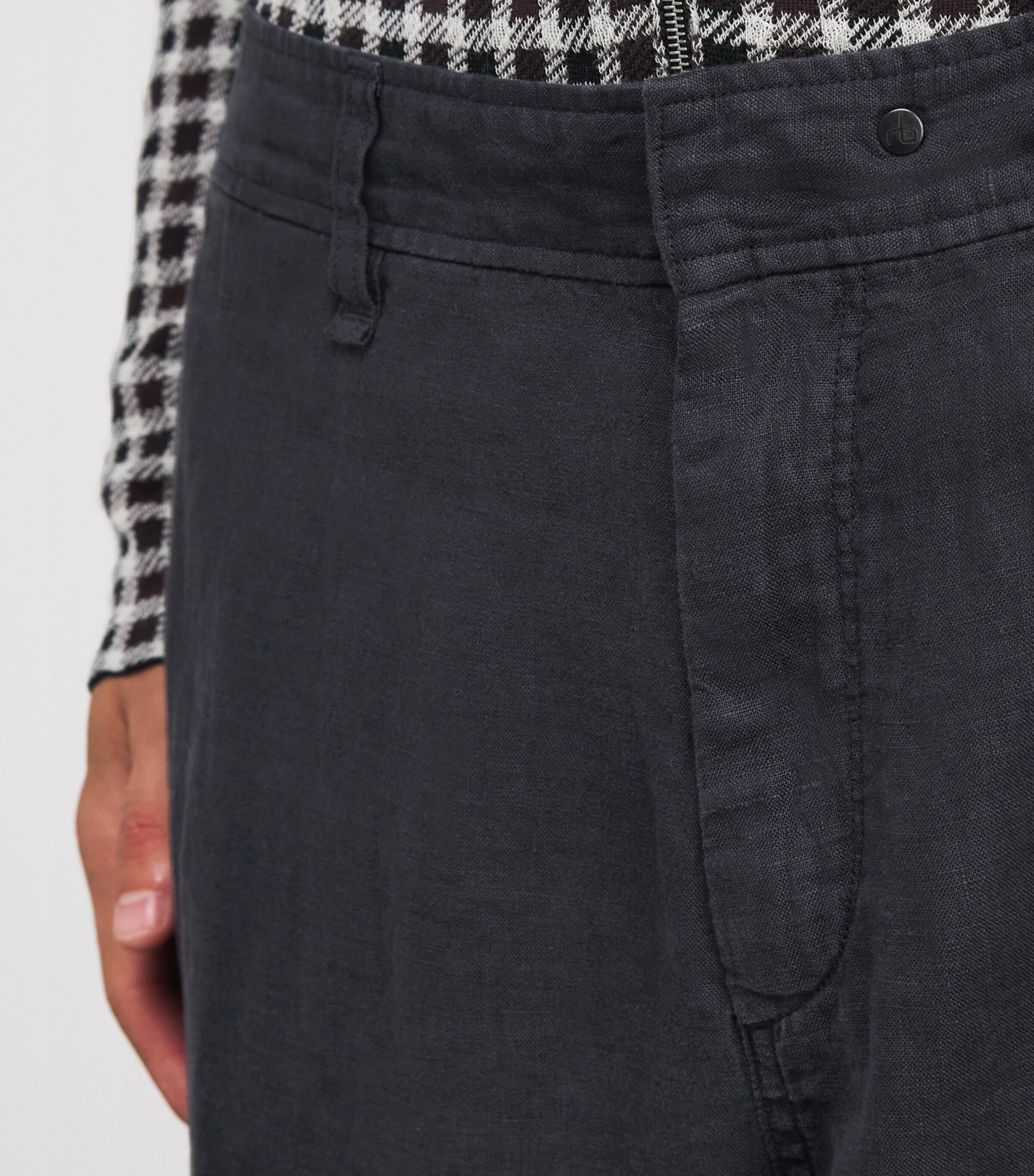 Linen Wide-Leg Trousers BLACK Image 6