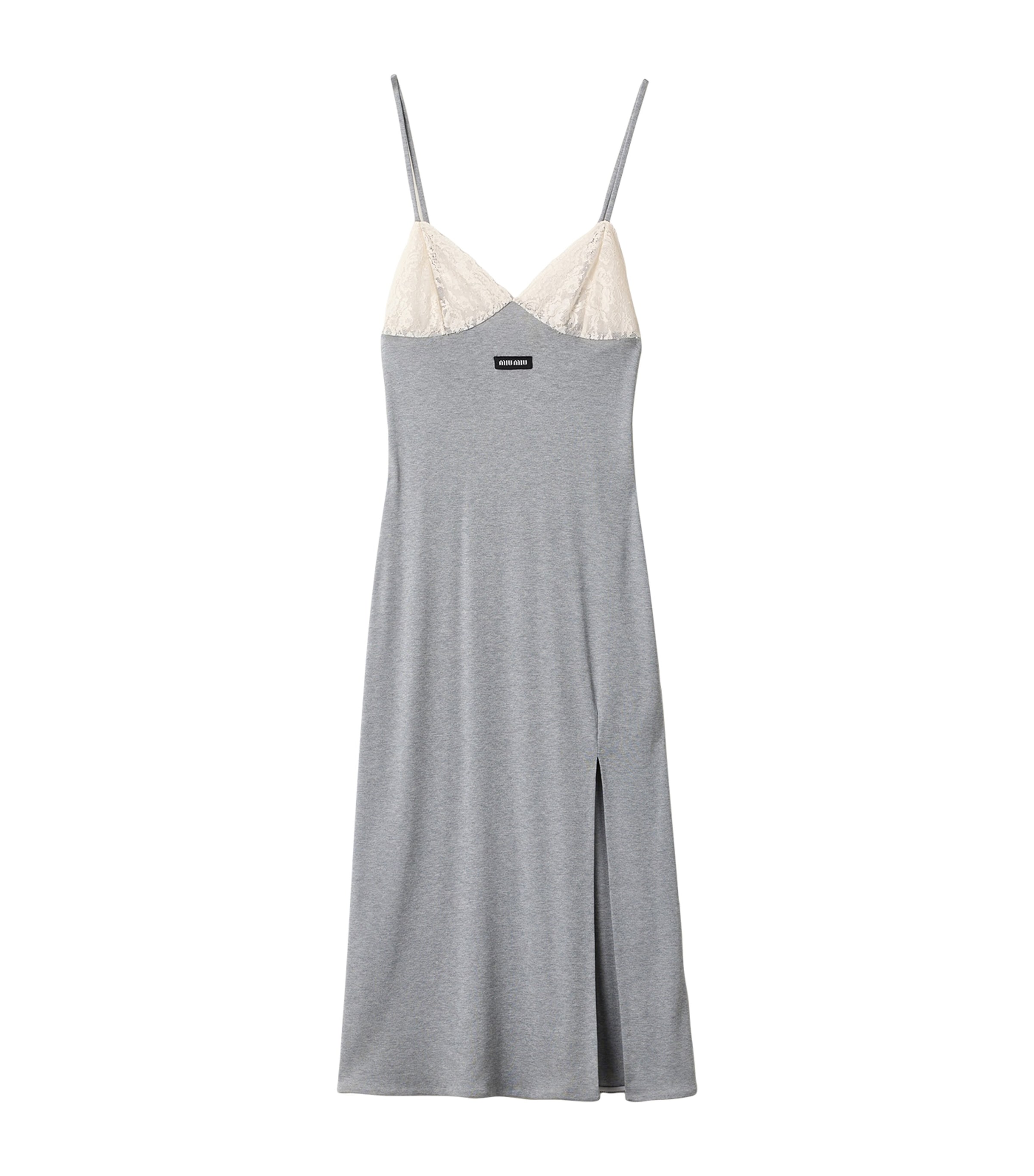 Miu Miu Womens Recycled Silk Midi Dress Grey Image 1