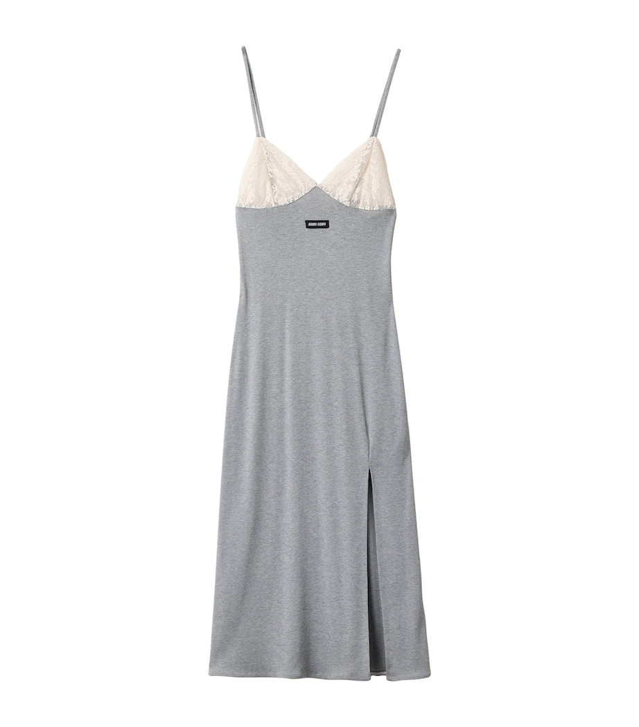 Miu Miu Womens Recycled Silk Midi Dress Grey Image 1