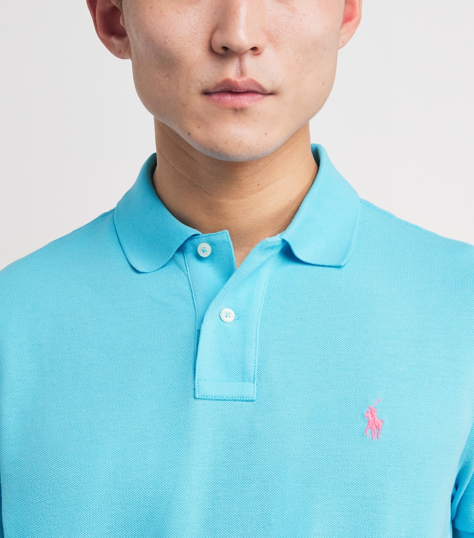 Polo Ralph Lauren Mens Cotton Mesh Polo Pony Polo Shirt Turquoise Nova Image 6