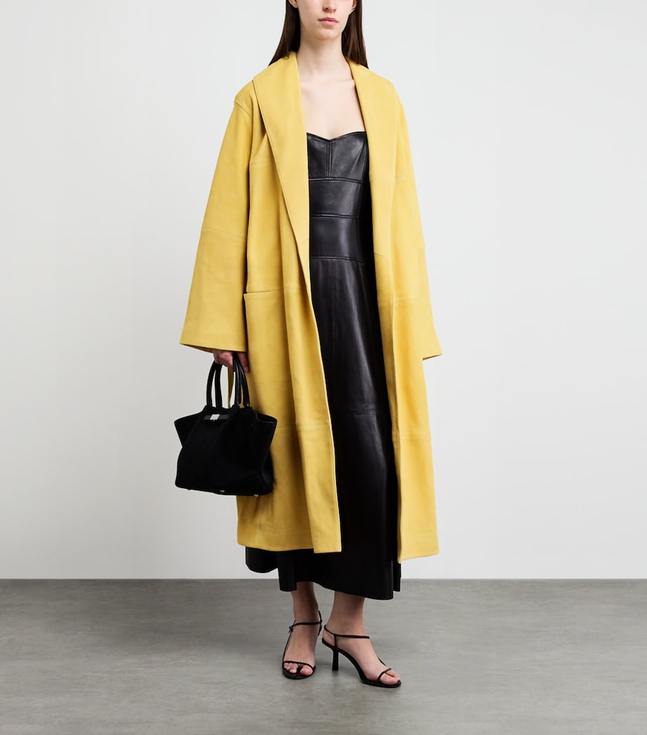 Simkhai Womens Suede Enola Trench Coat Buttercream Image 2