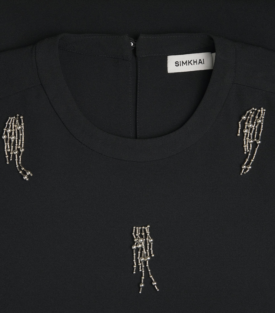 Crepe Abelia Embellished T-Shirt BLACK Image 5