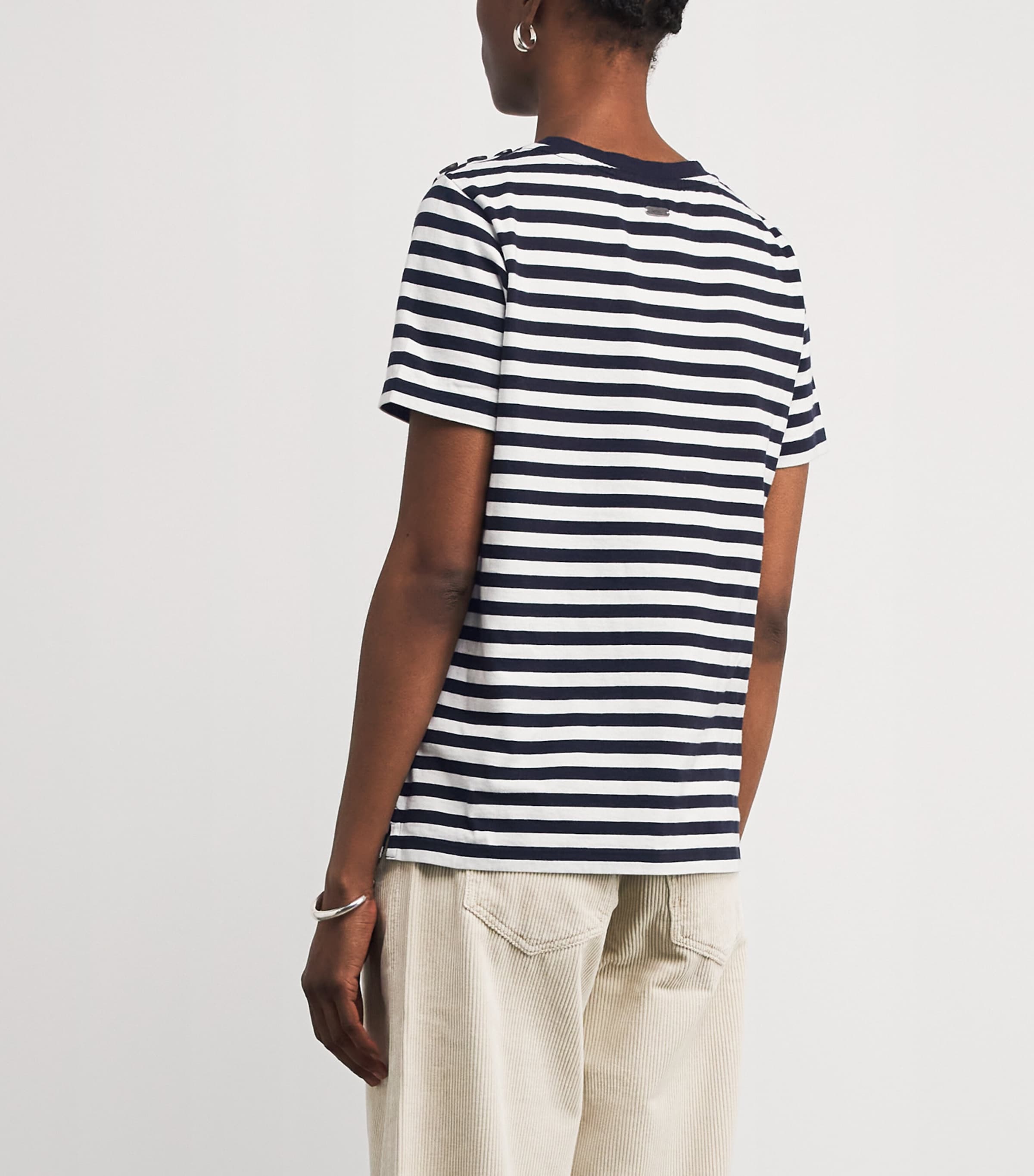 Cotton Stripe Ferryside T-Shirt NAVY Image 4