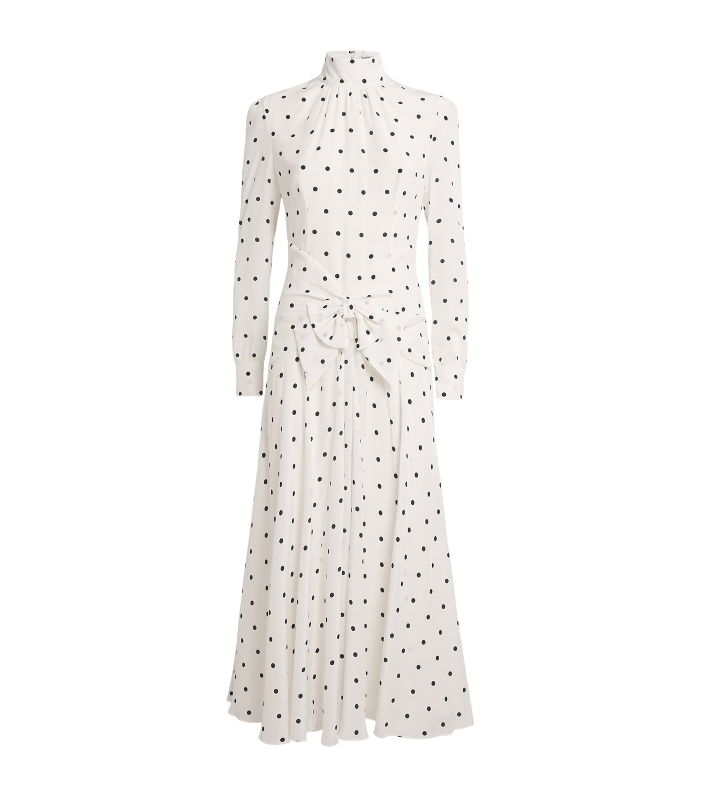 Alessandra Rich Silk High-neck Midi Dress In White