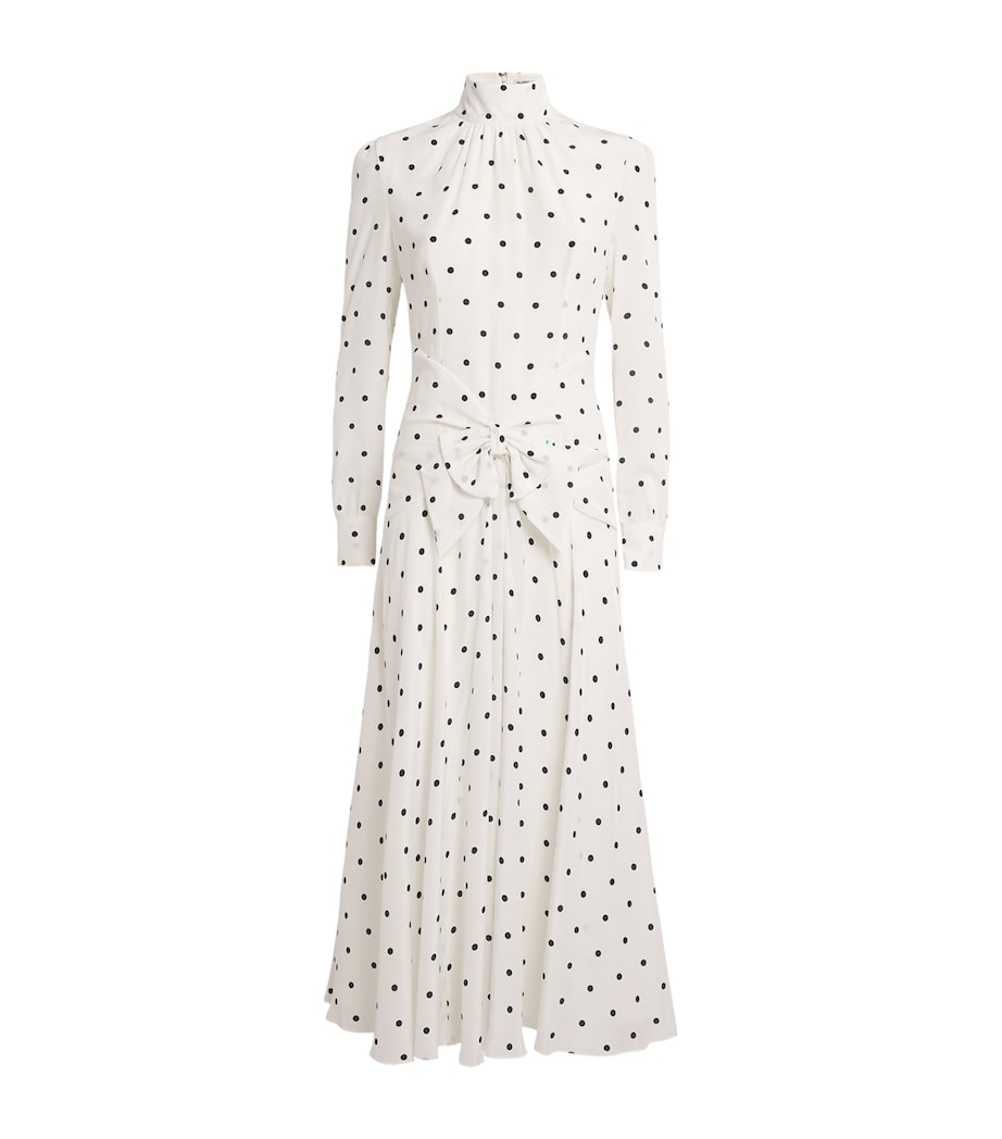 Silk High-Neck Midi Dress 0822 WHITE-NAVY BLUE Image 1