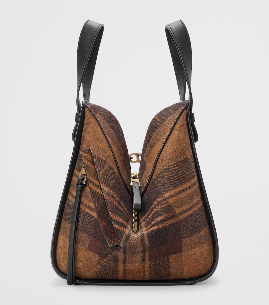 Compact Tartan Hammock Top-Handle Bag TAN BLACK Image 4