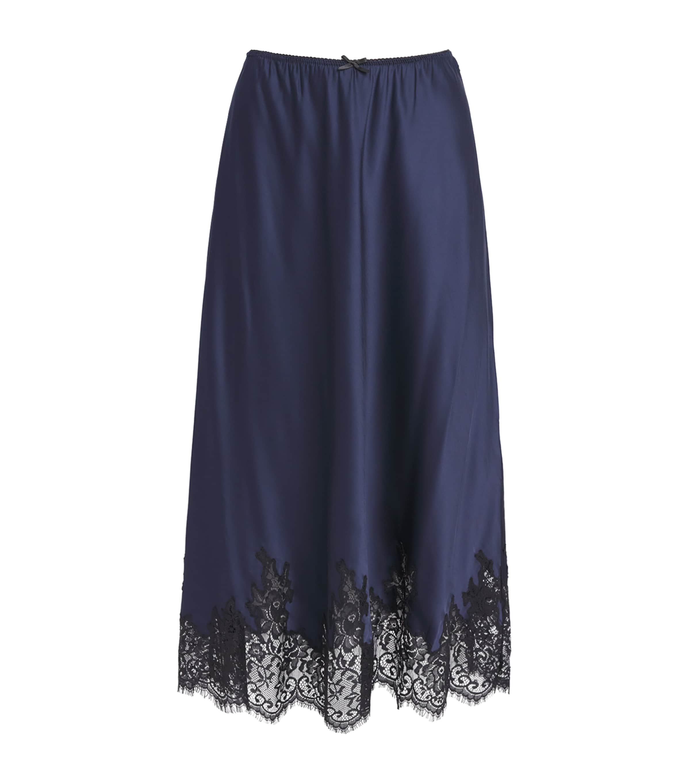 PAIGE Womens Satin Kelso Midi Skirt Navy Image 1