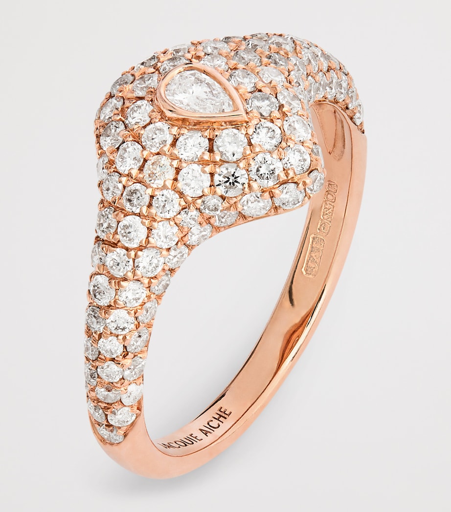 Rose Gold and Diamond Teardrop Signet Ring ROSE GOLD Image 5