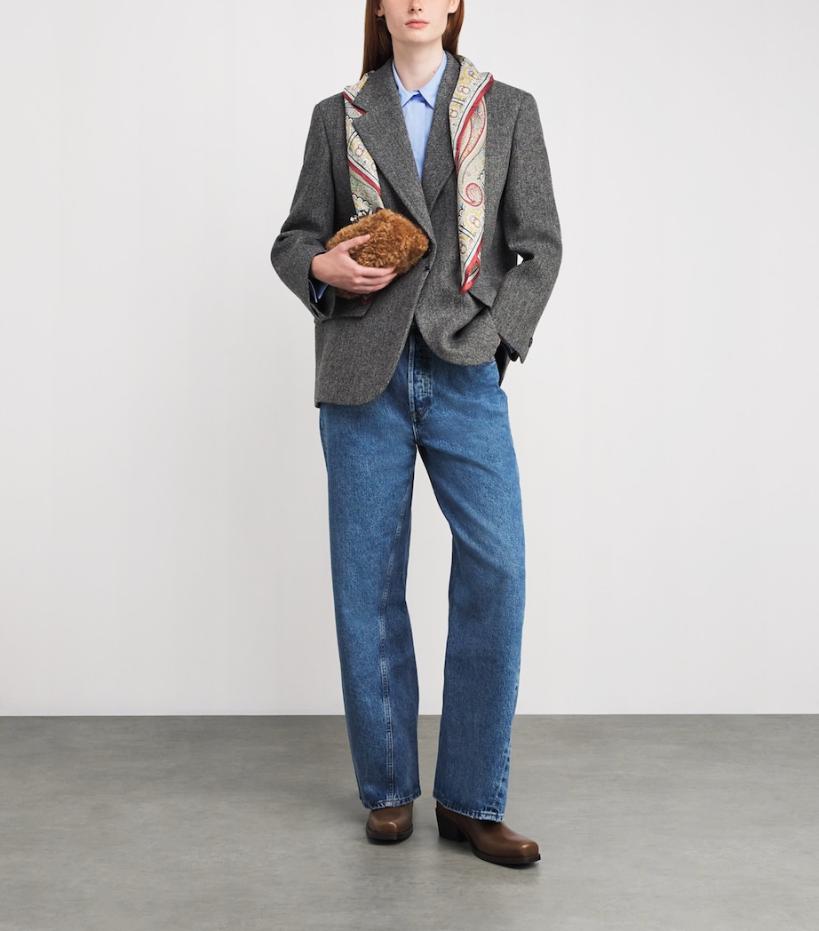 Silk Printed Square Scarf DARK BROWN Image 3