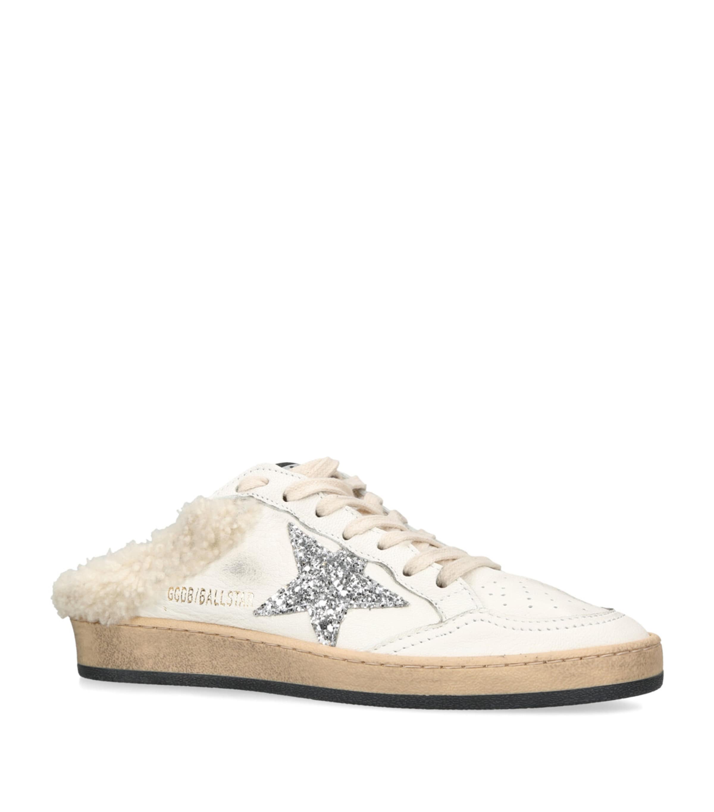 ☆人気【Golden 】Old Rose White Ballstar Sabot Sneakers Ball Star Sabots in white nappa with an old-rose leather star