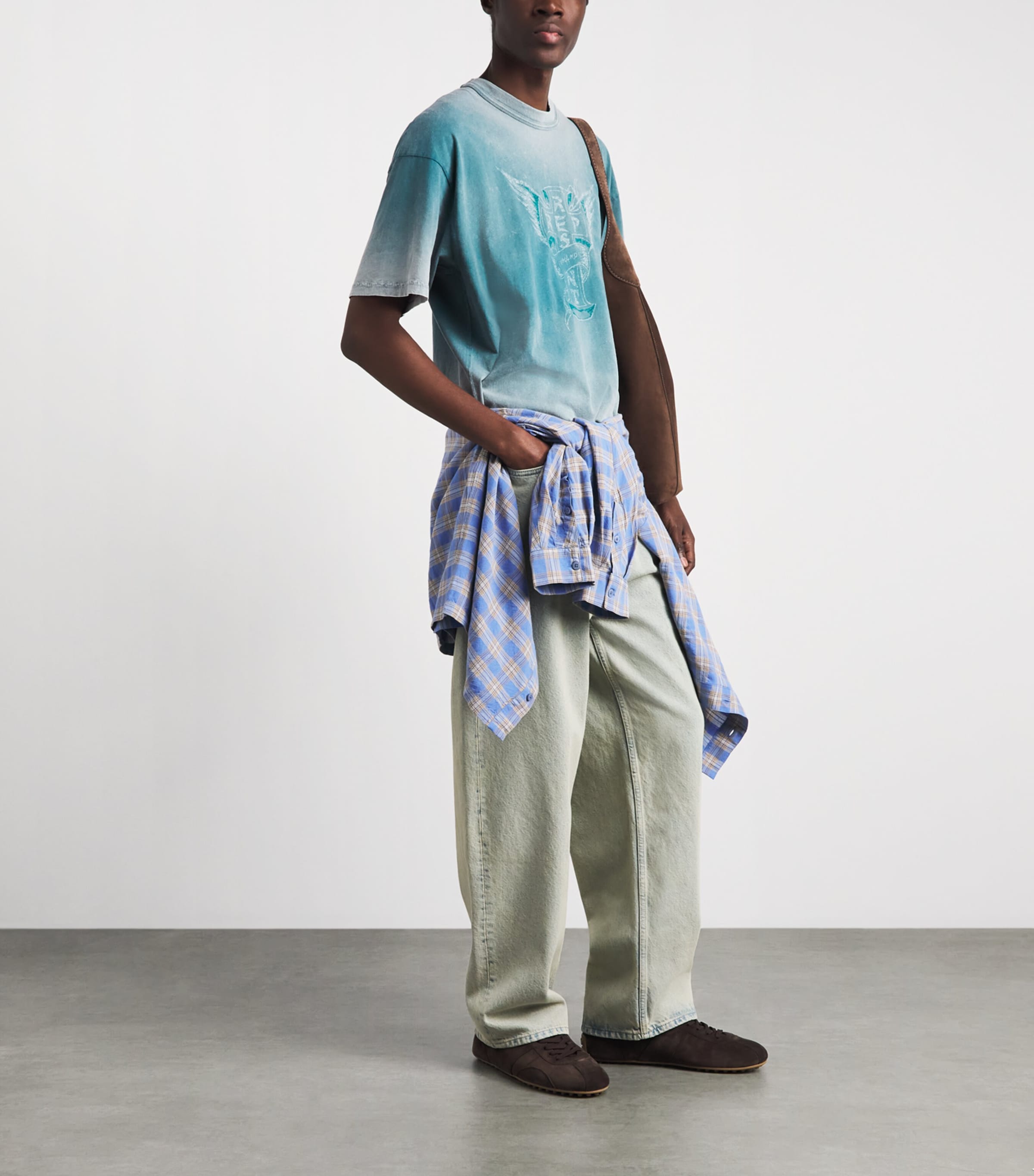 Represent Mens Cotton Westside T-Shirt Smoked Teal Image 2