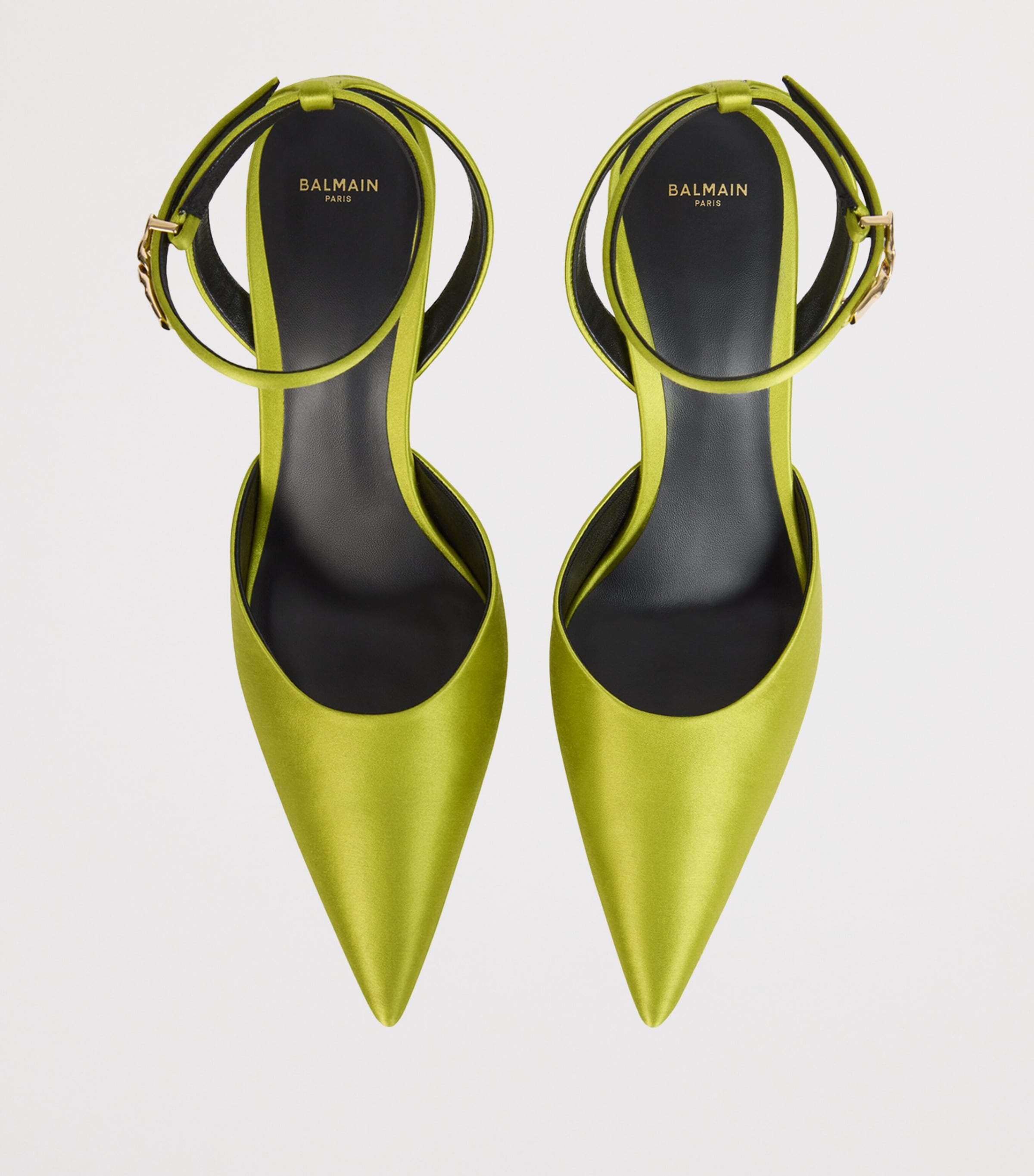 Balmain Silk Strappy Pumps 95 Chartreuse Image 4