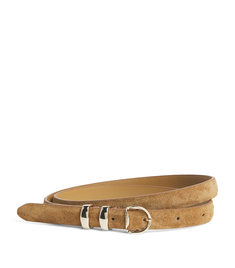 Sandro Paris Suede Buckle Belt Beige Image 1