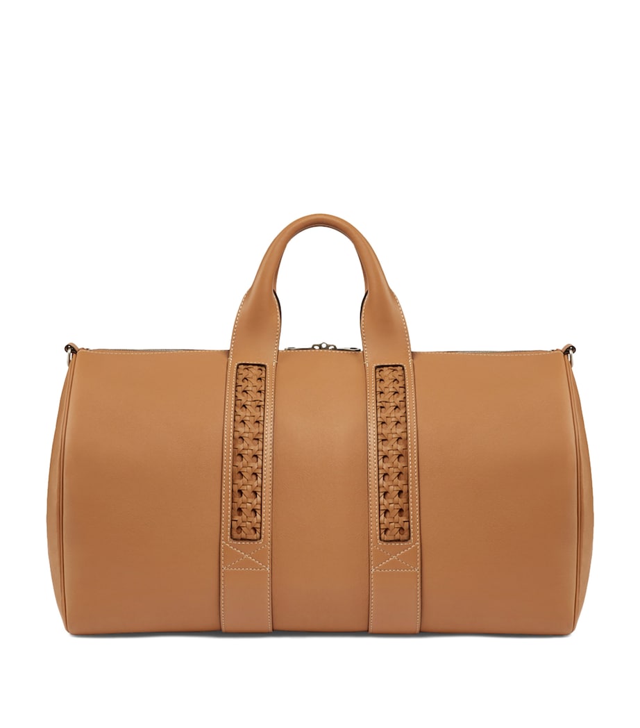 Leather Woven-Detail Holdall WALNUT Image 1