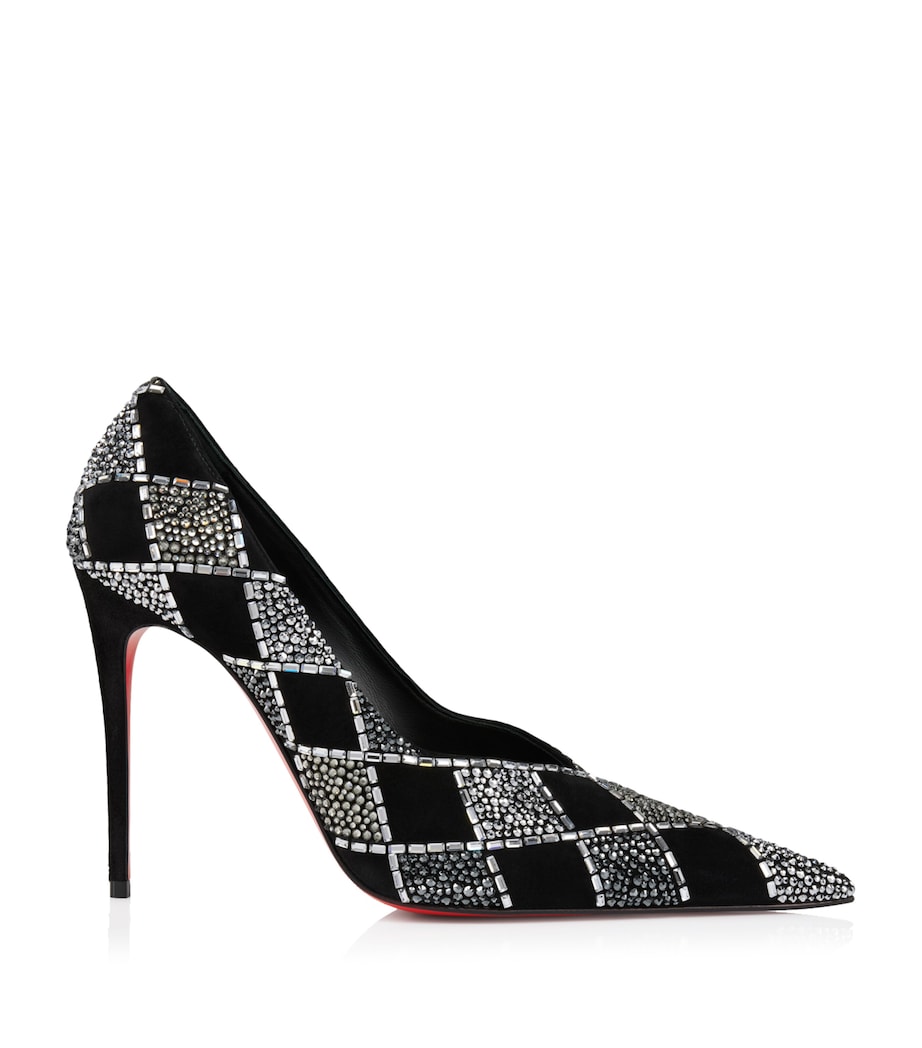 Christian Louboutin Doria Suede Crystal-Check Pumps 100 Image 1
