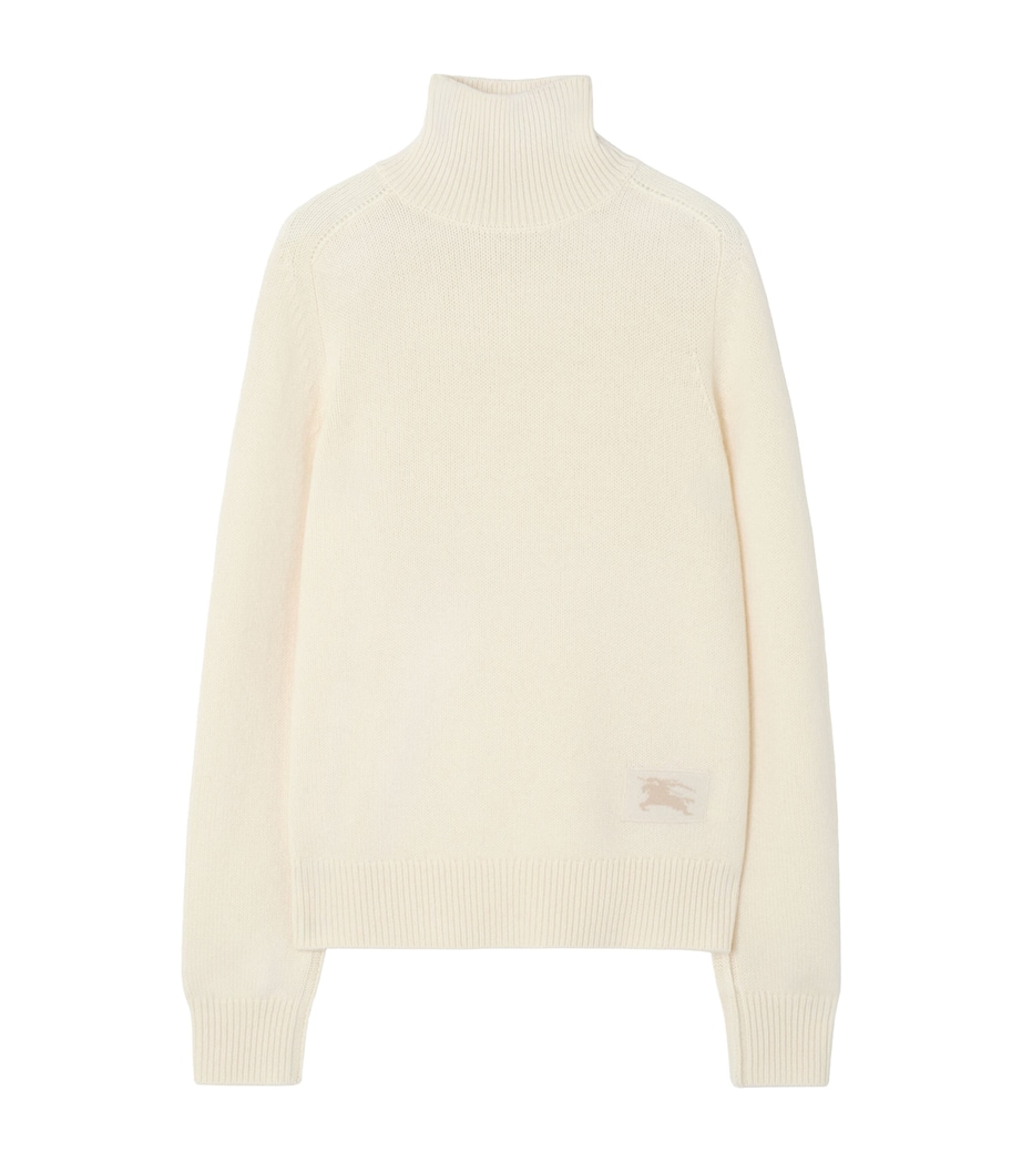 Burberry Womens Cashmere High-Neck Sweater Ceramic White Image 1