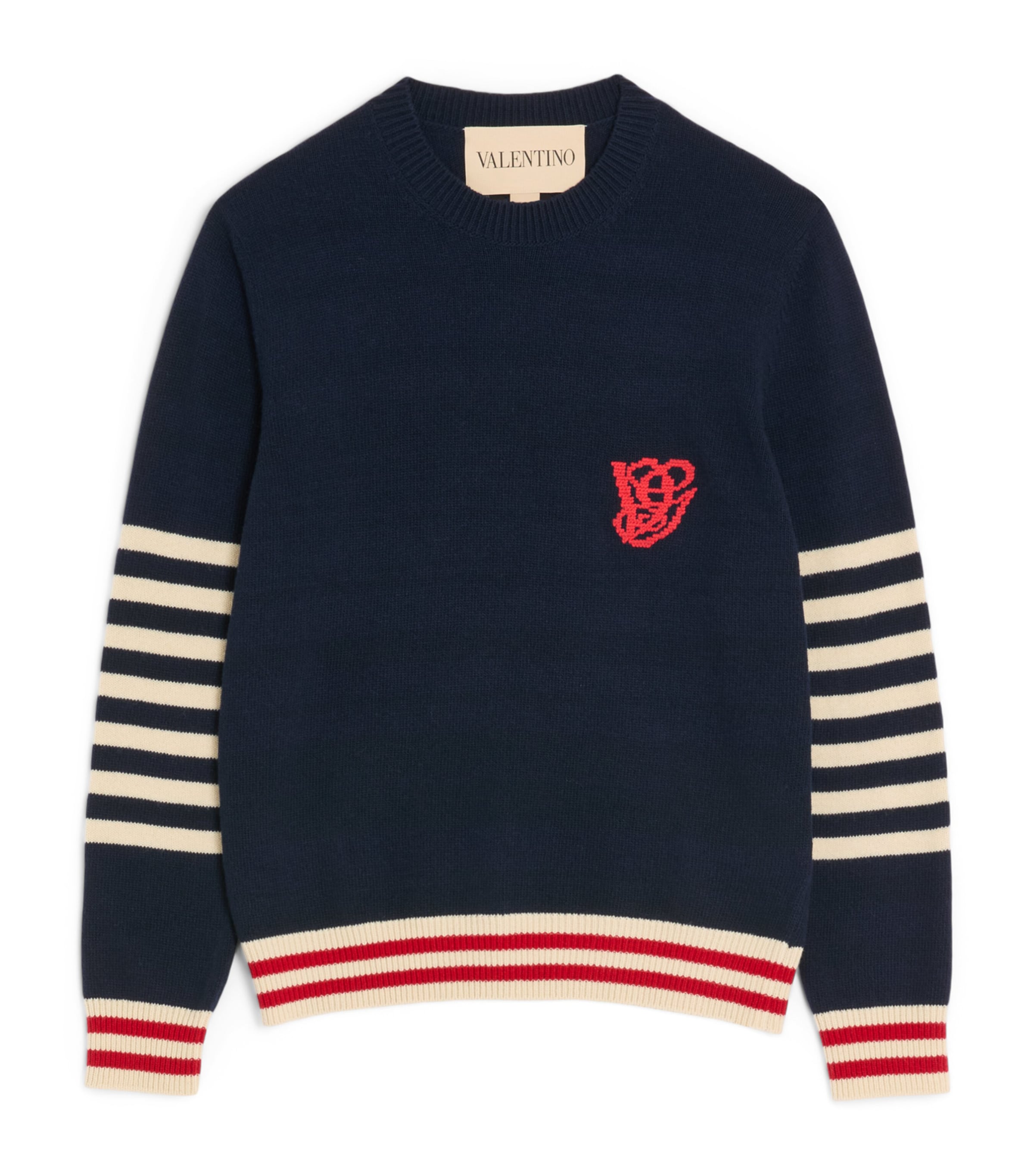 Wool Embroidered Stripe Sweater BLB Image 1