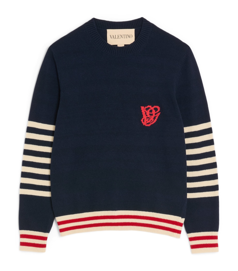 Wool Embroidered Stripe Sweater BLB Image 1