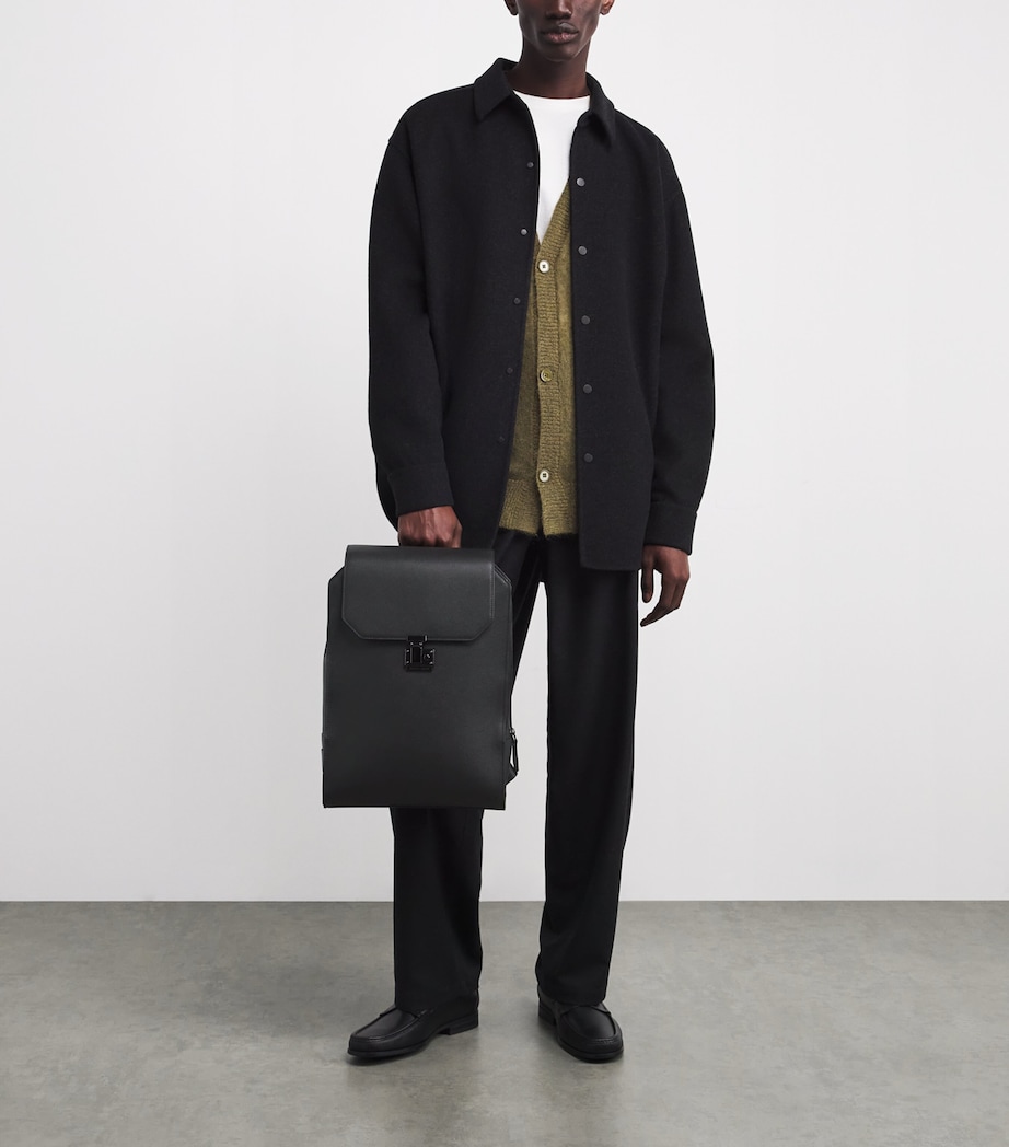 Tumbled Leather Flapped Backpack 80648 Image 5