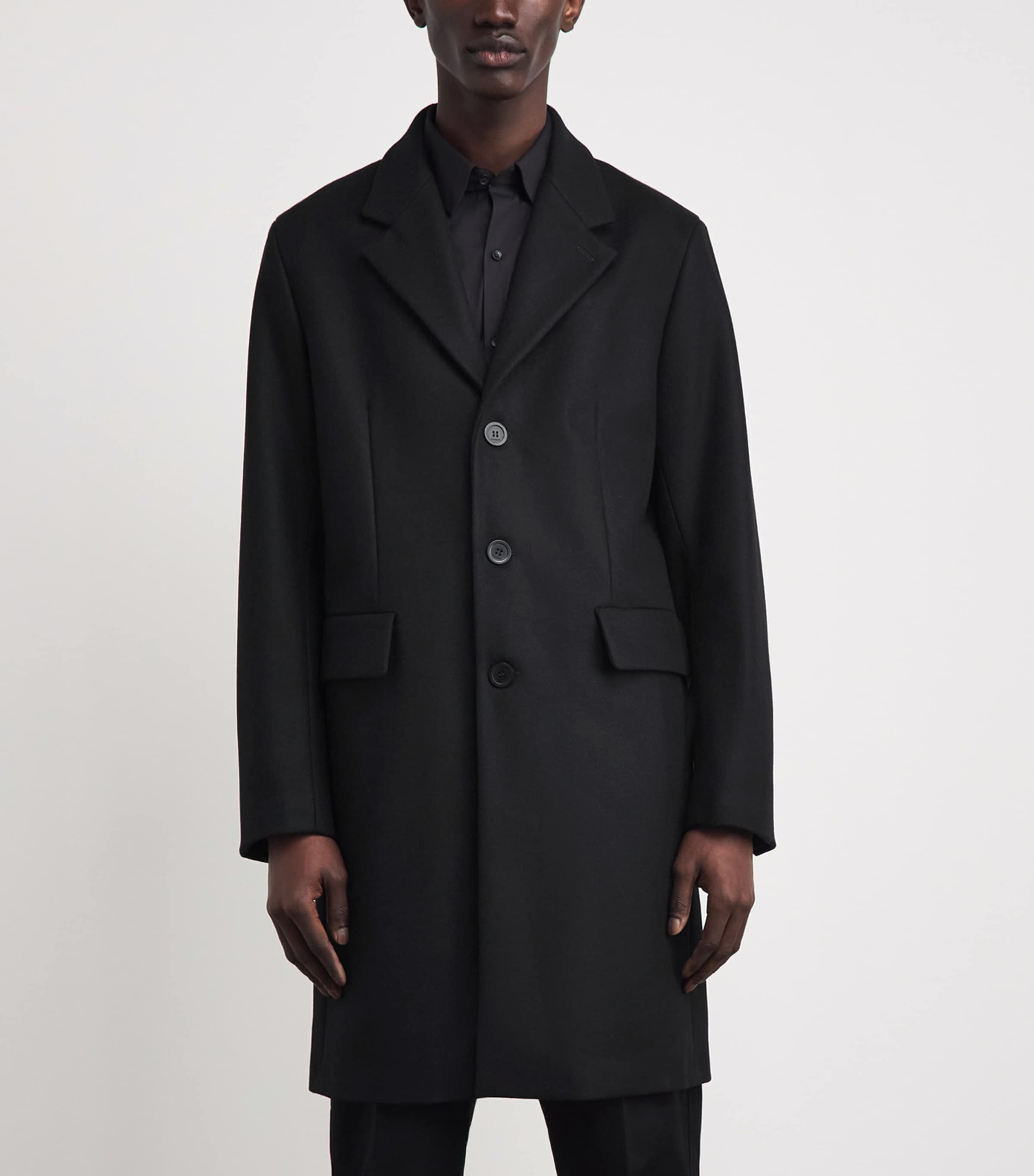 Sandro Paris Mens Wool-Blend Coat Black Image 4