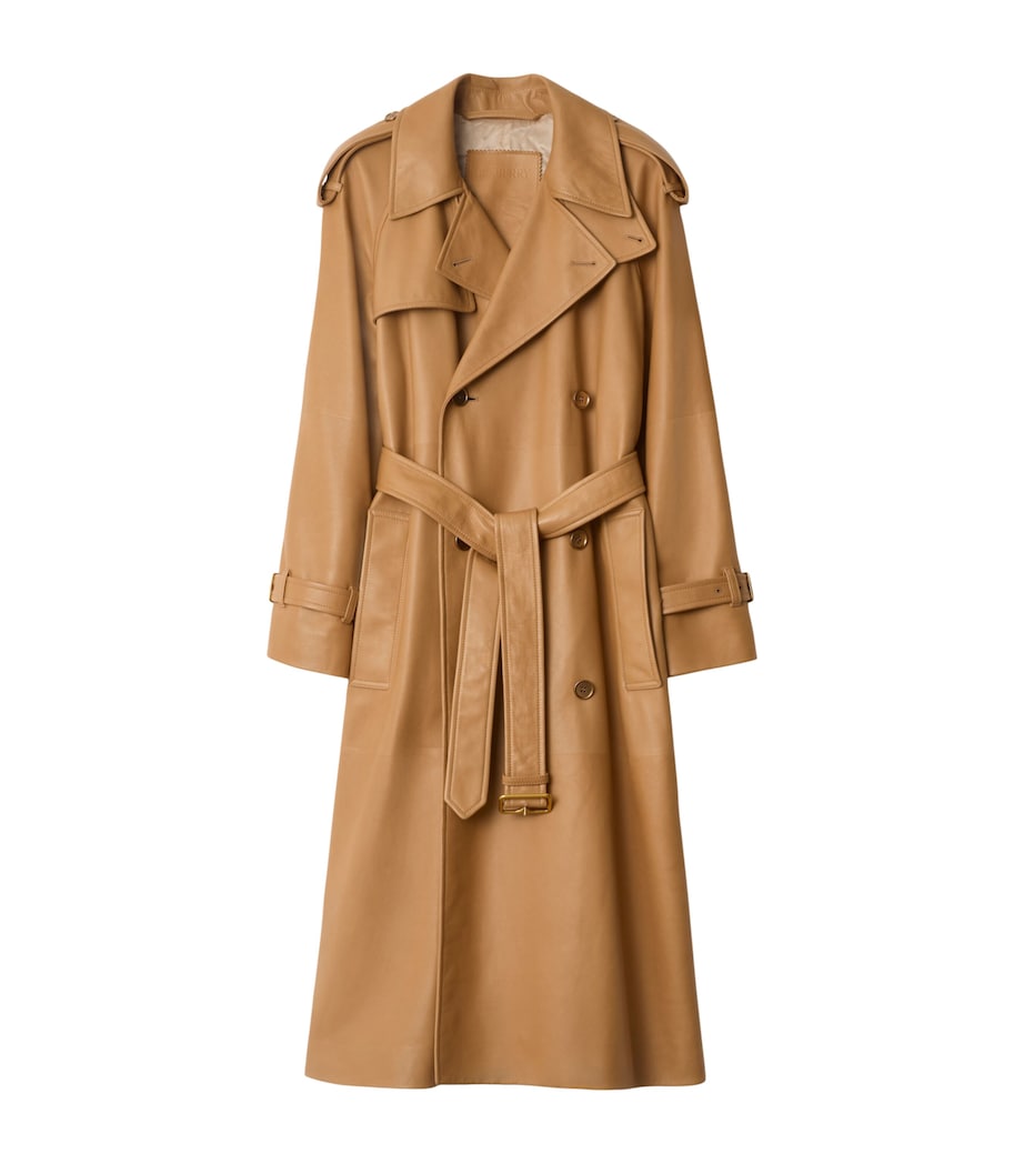 Plongé Leather Castelford Long Trench Coat SEPIA Image 1