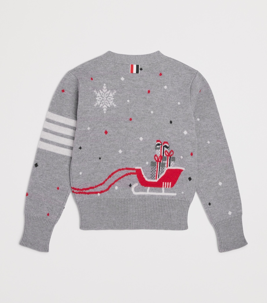 Thom Browne Kids Cotton Reindeer Hector Cardigan (2-12 Years) Lt Grey Image 2