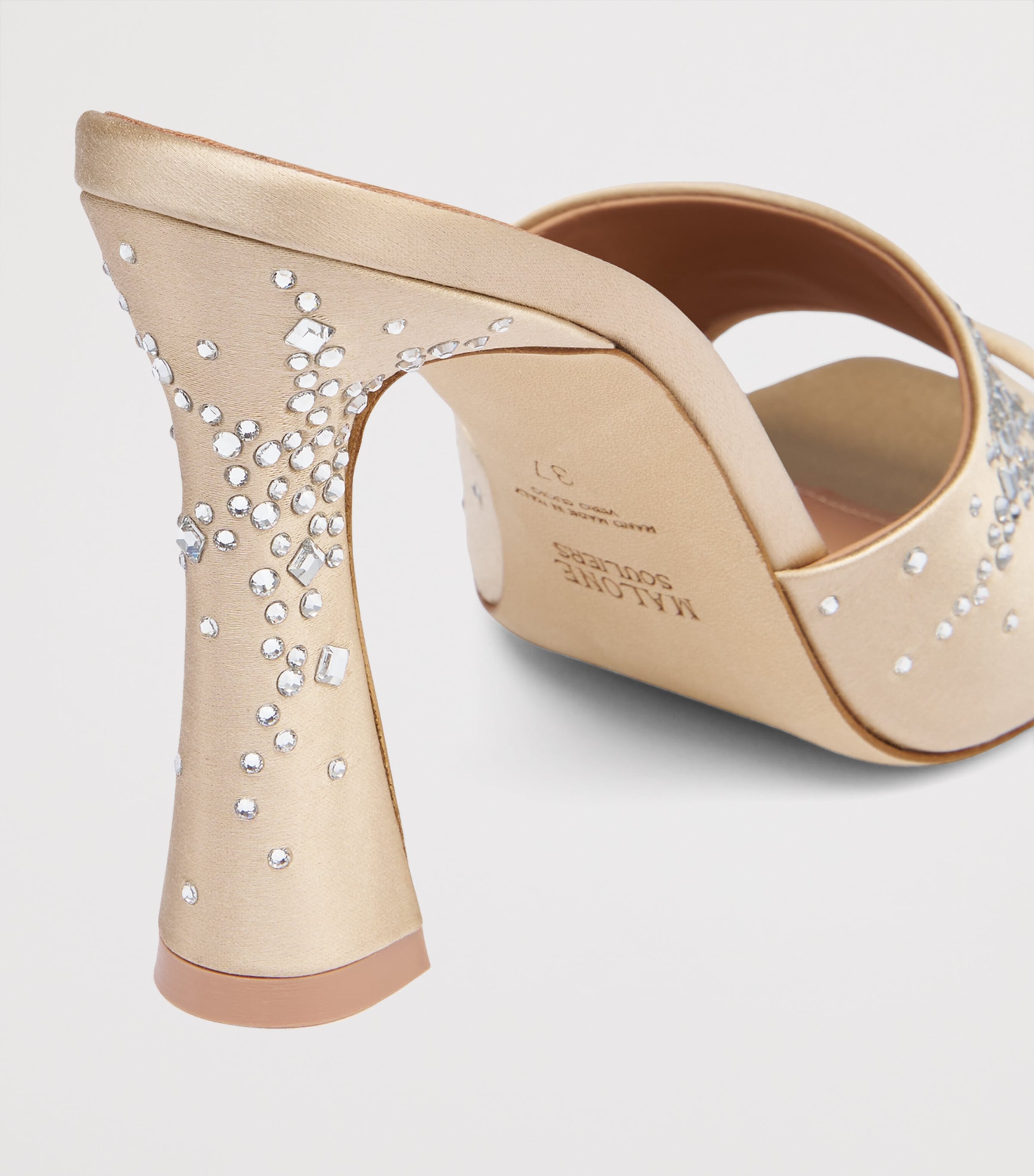 Satin Crystal-Embellished Roxanne Heeled Sandals 90 PLATINO Image 2