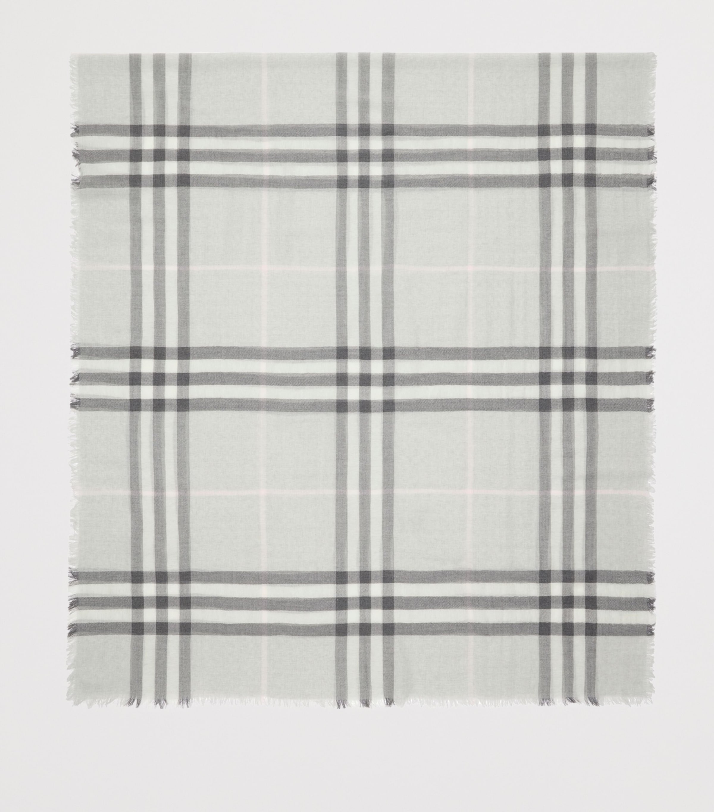 Wool Wide Check Scarf MITTEN GREY Image 4