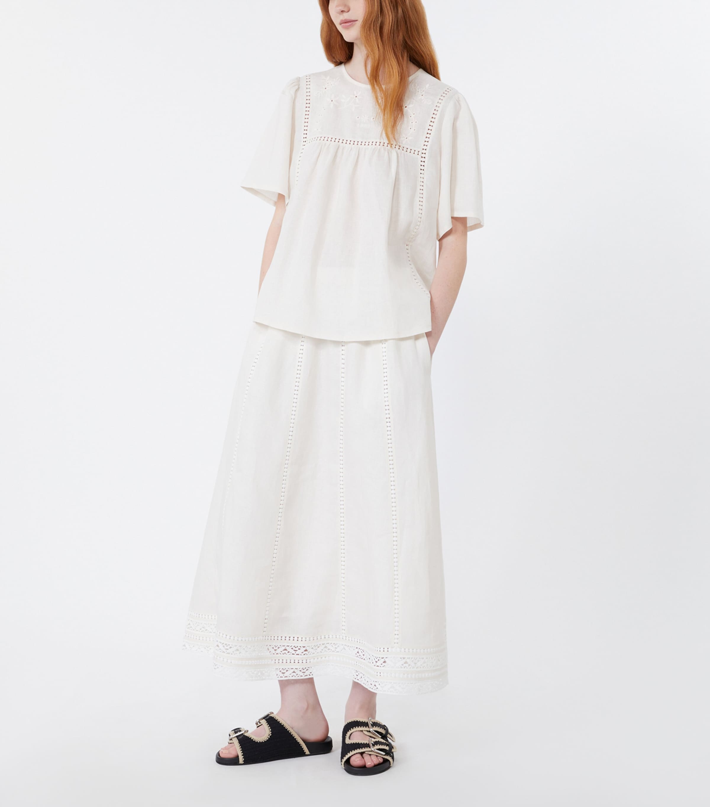 Weekend Max Mara White Linen Midi Skirt | Harrods UK