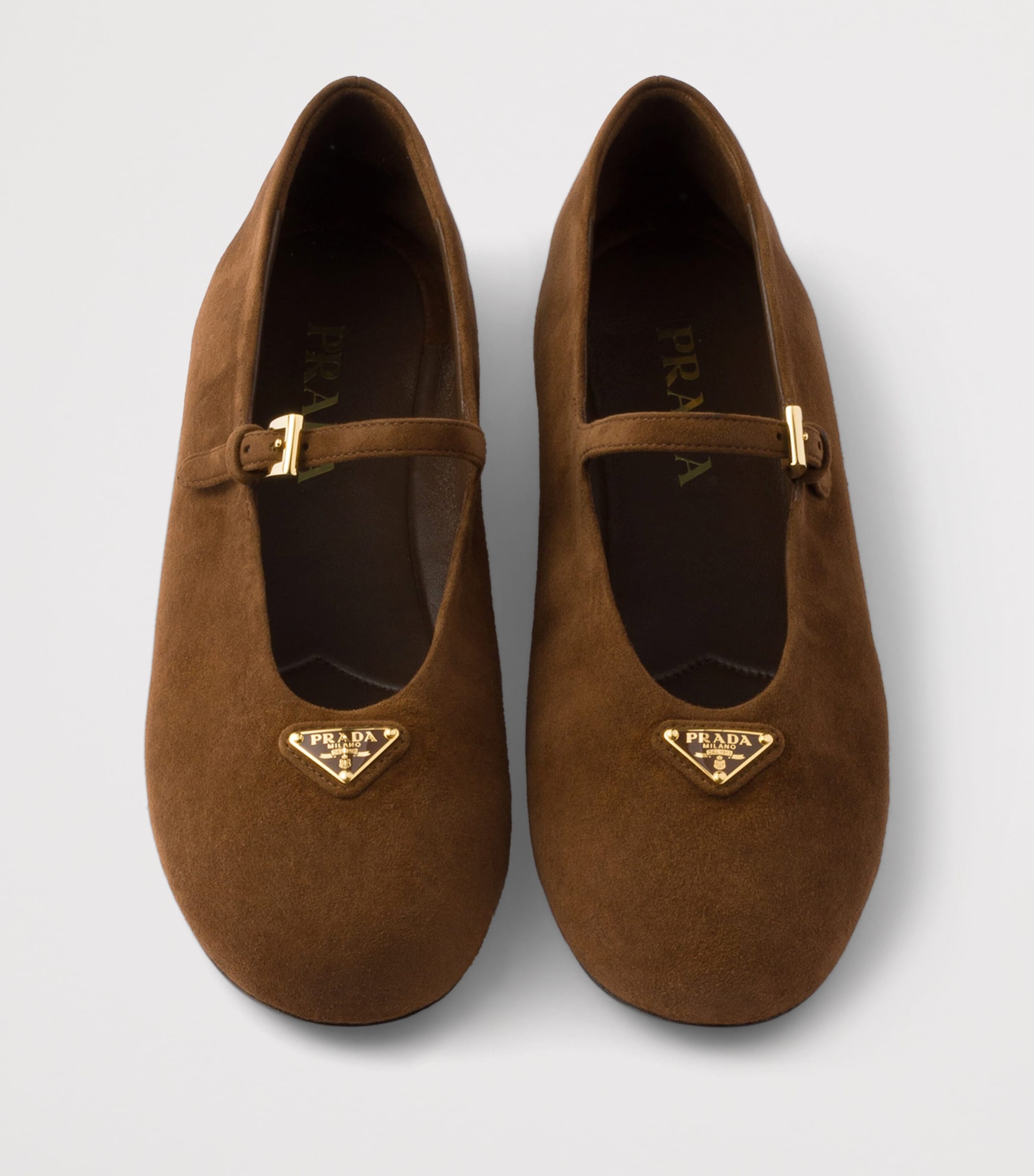 Prada Suede Ballet Flats Brown Image 3