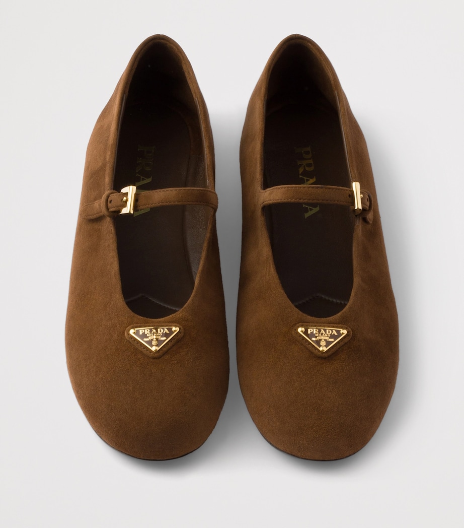 Prada Suede Ballet Flats Brown Image 3