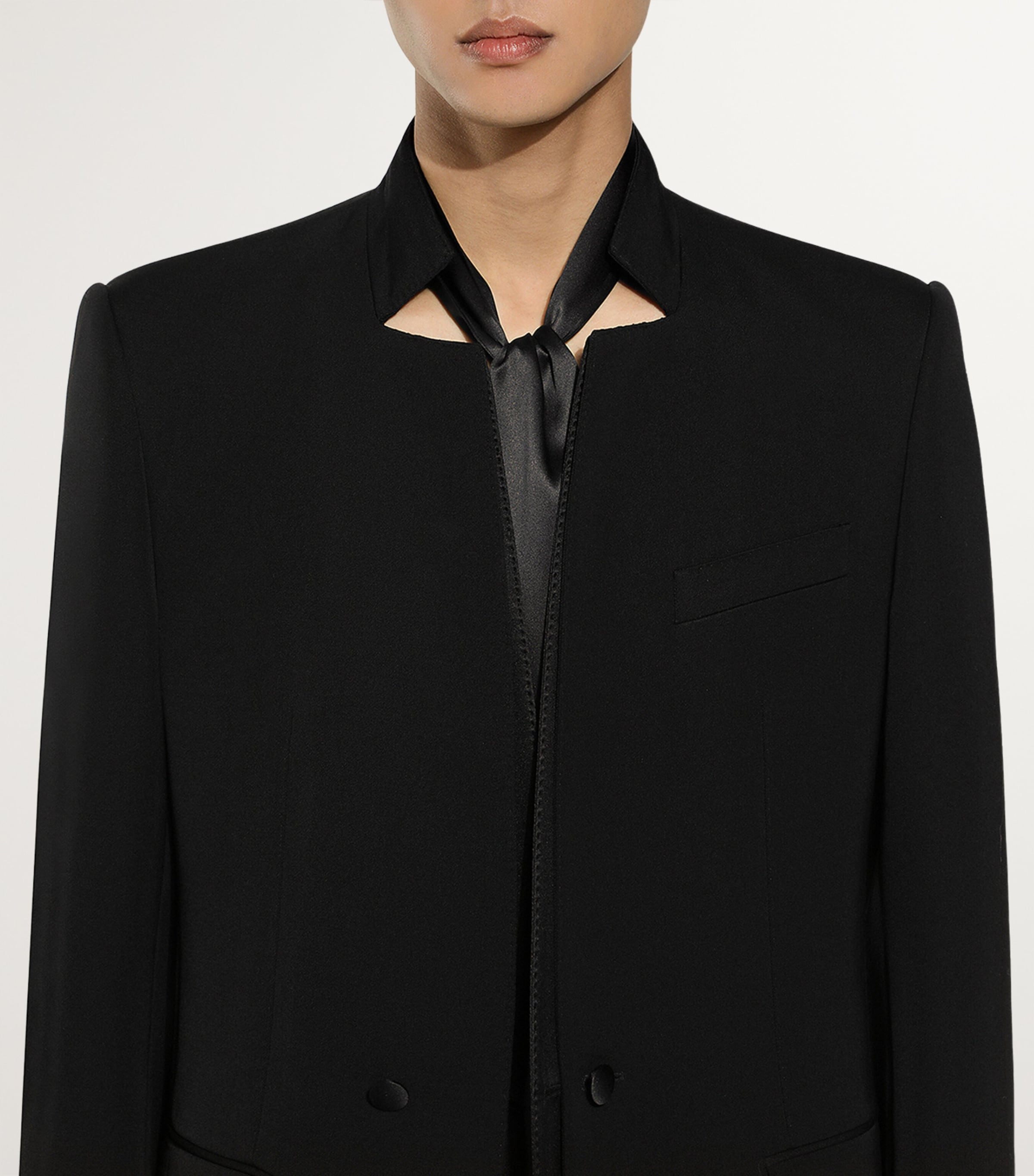 Double-Layer Single-Breasted Blazer N0000-BLACK Image 3