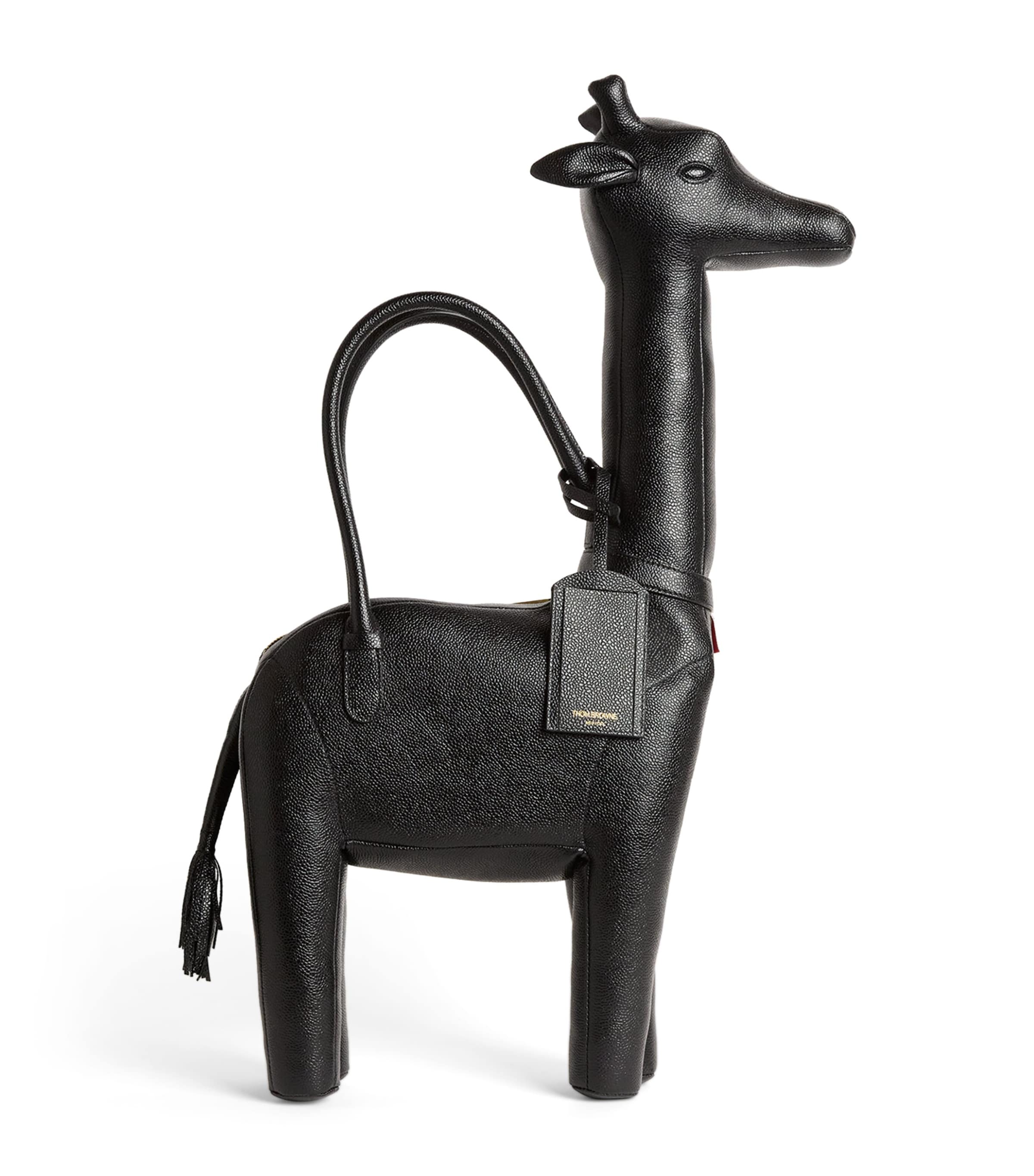 Thom Browne Leather Giraffe Top-handle Bag In Black