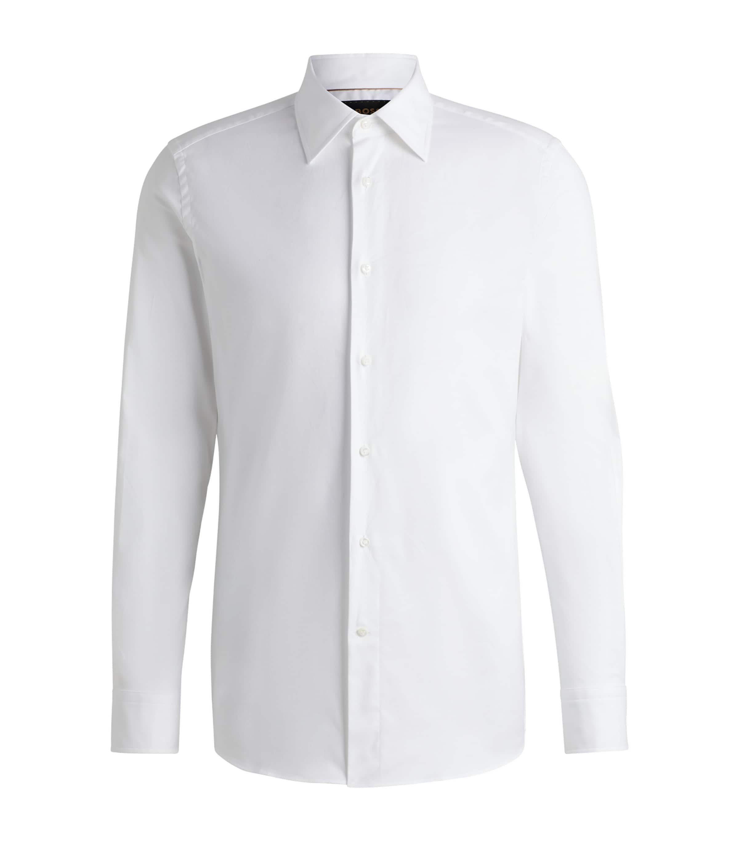 Hugo Boss Slim-fit Shirt In A Cotton Blend In White