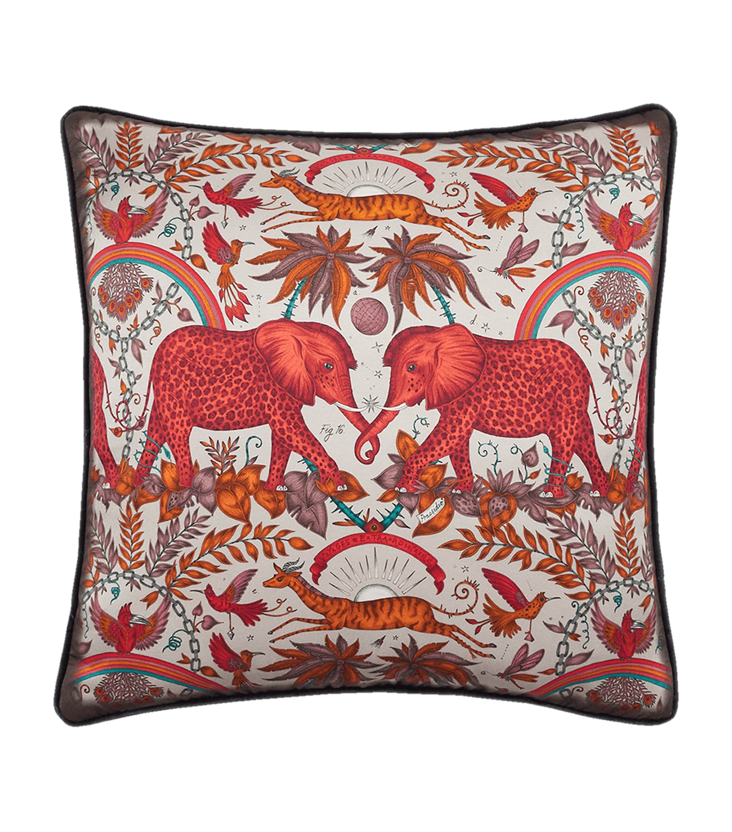 Emma J Shipley Silk-cotton Zambezi Cushion In Red