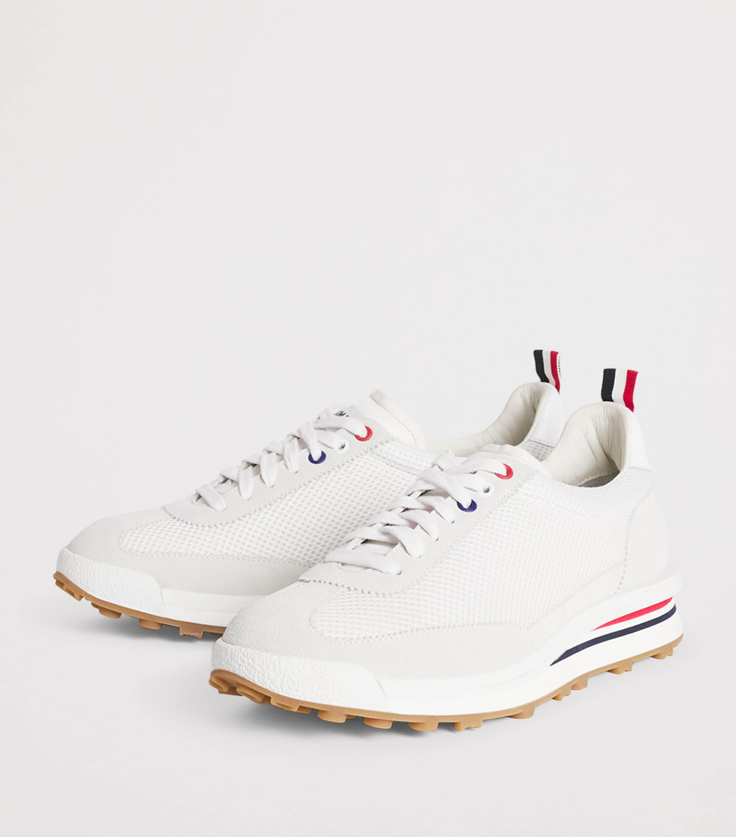 Thom Browne Suede-Trim Technical Tricolour Sneakers White Image 3