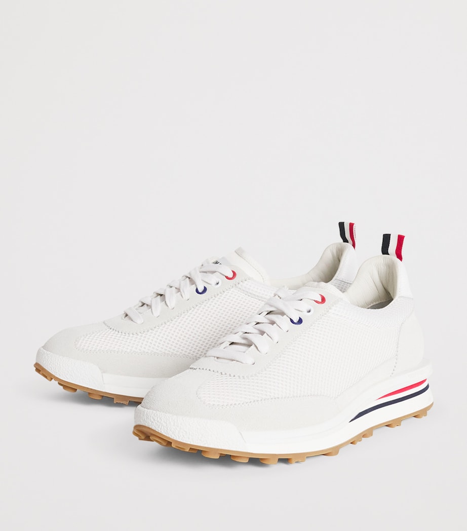 Thom Browne Suede-Trim Technical Tricolour Sneakers White Image 3