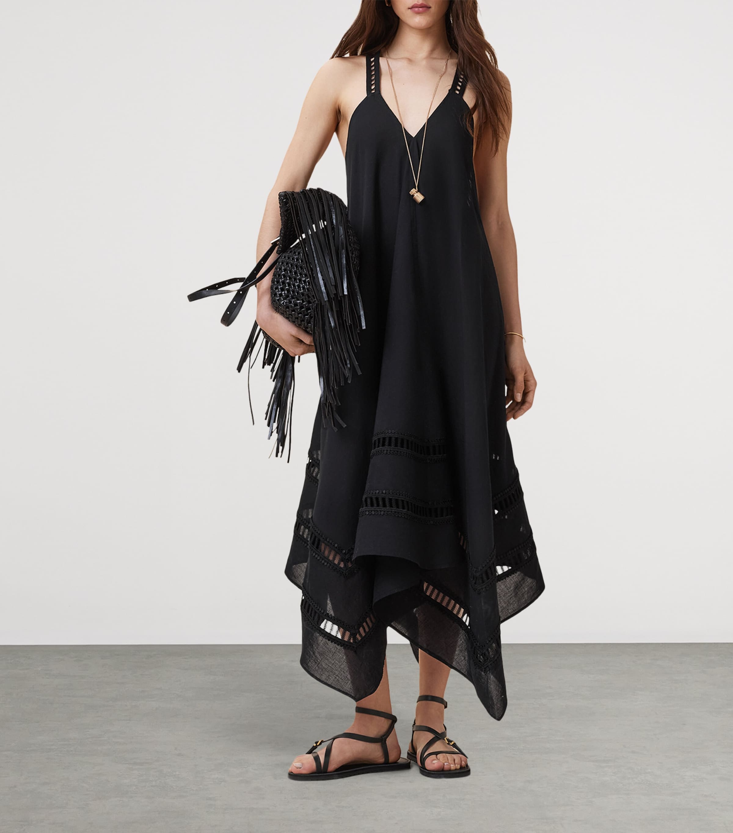 AllSaints Womens Cotton Lil Midi Dress Black Image 5