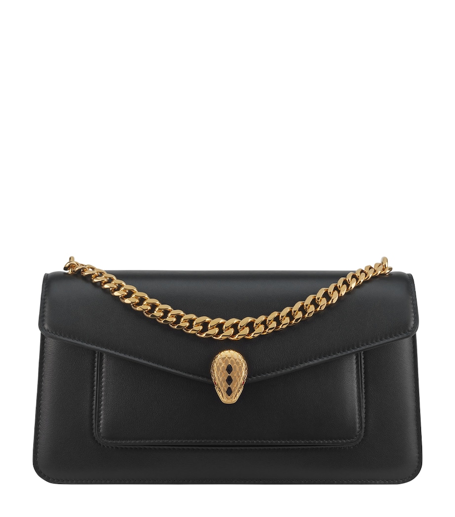 Leather Serpenti East-West Shoulder Bag BLACK Image 1