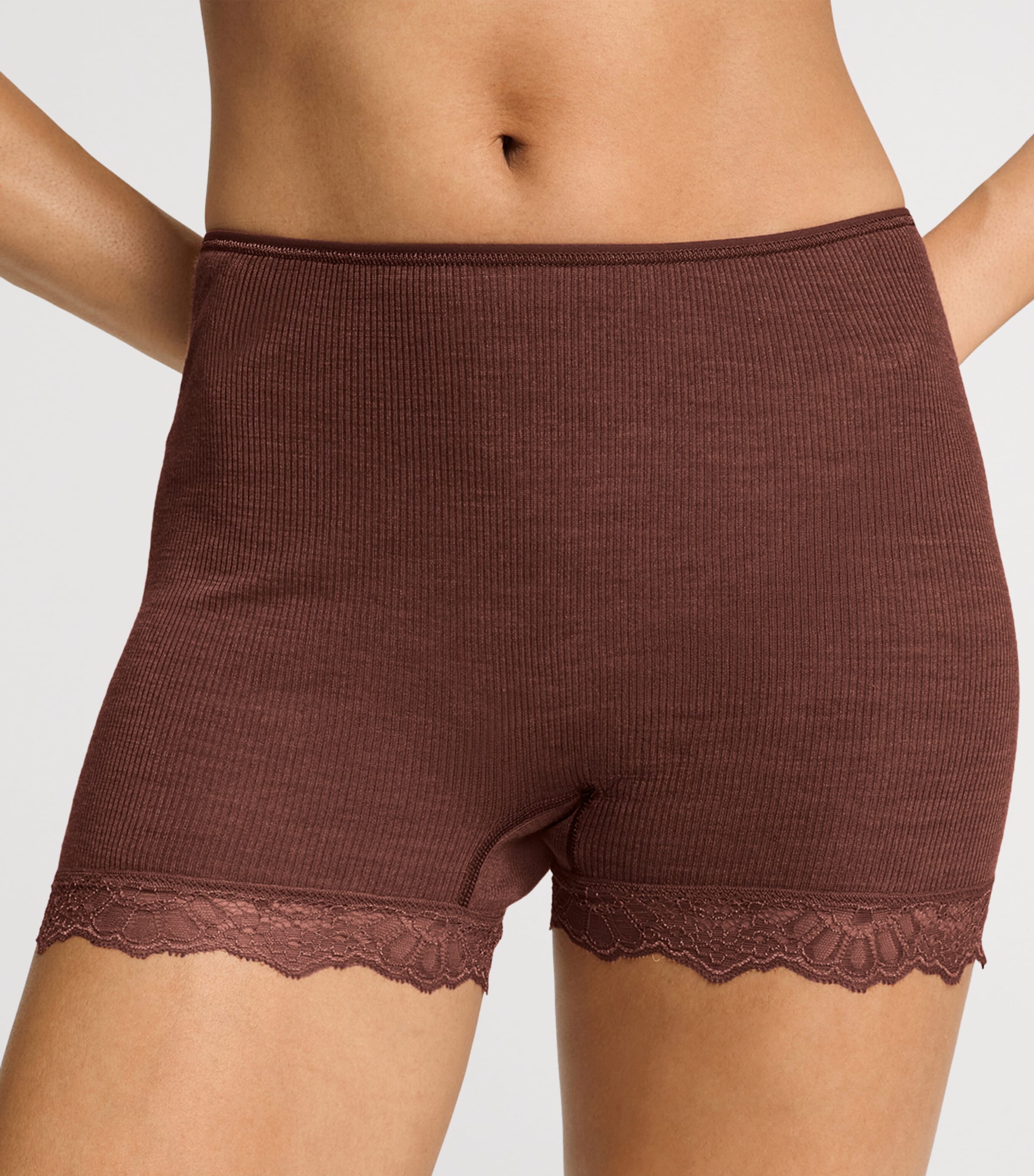 Hanro Womens Wool-Silk Boy Shorts Cinnamon Image 4