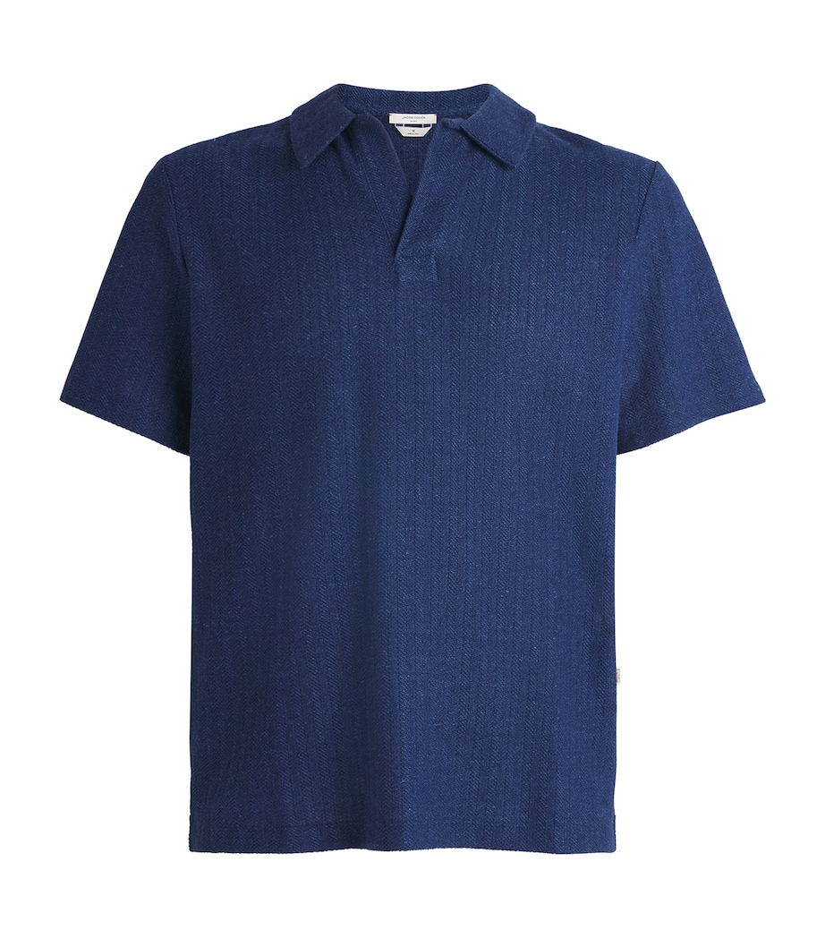 JACOB COHËN Mens Geometric Polo Shirt Navy Image 1
