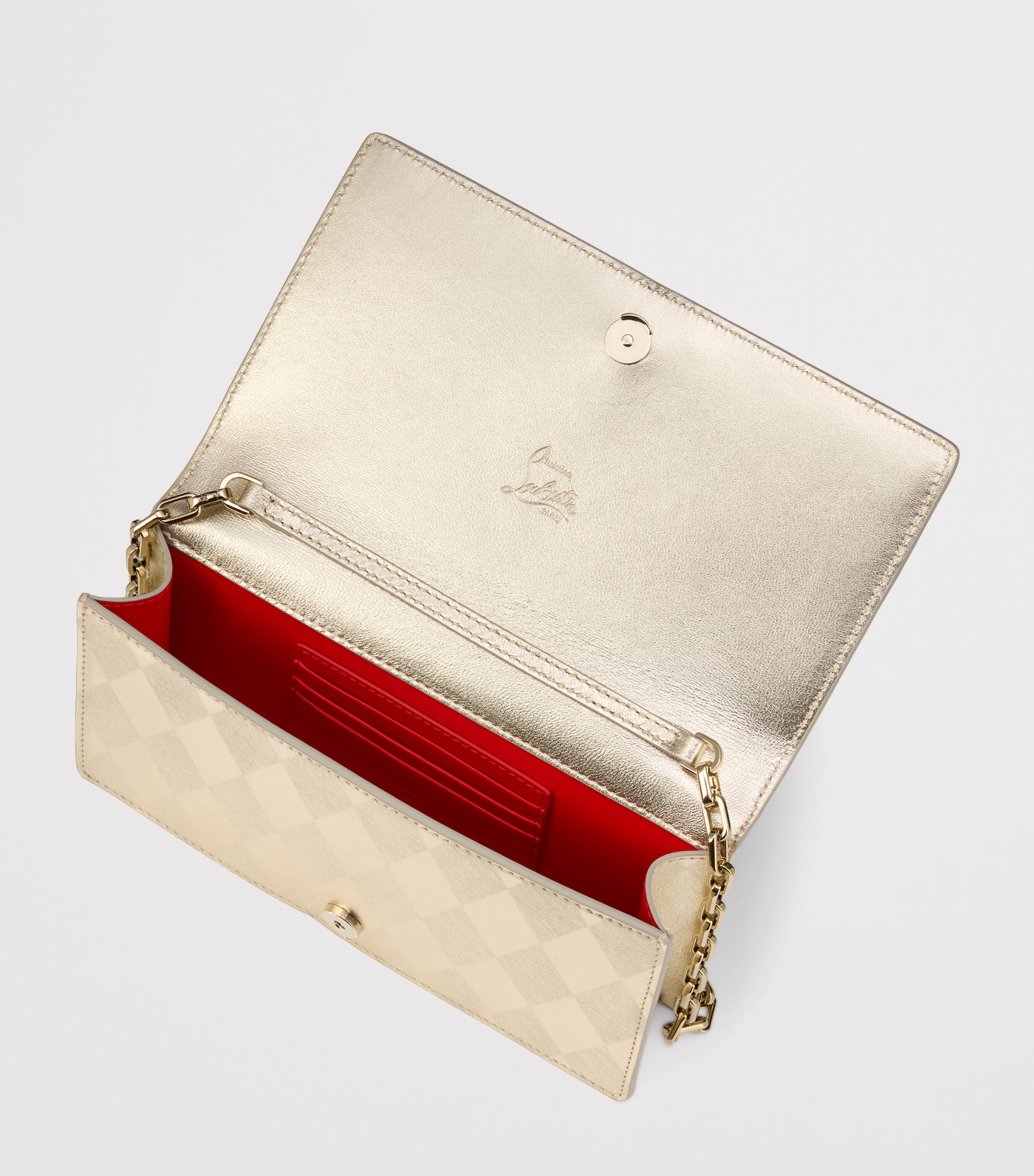 Christian Louboutin Gold Bettina Leather Clutch Bag | Harrods US