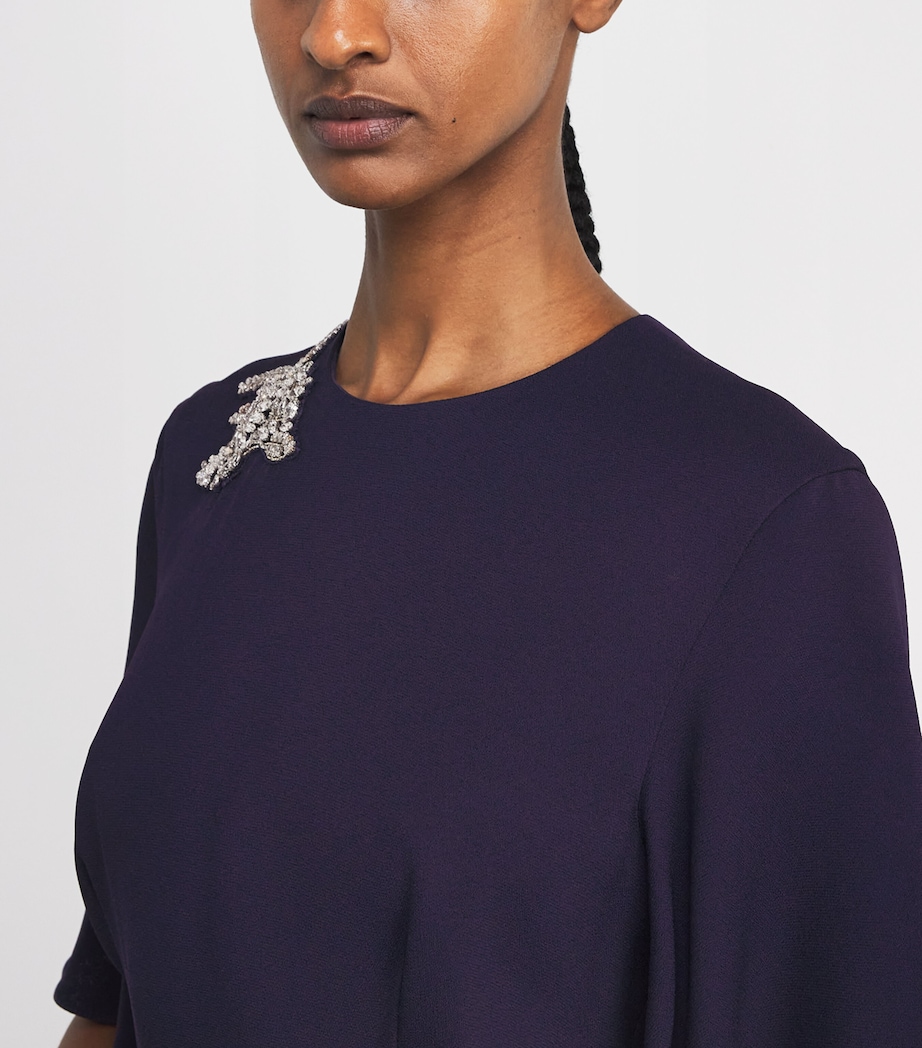 Erdem Womens Crystal-Embellished Midi Tunic Dress Midnight Image 5